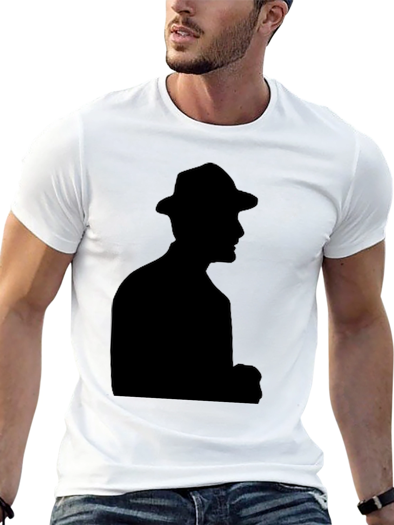 Black Shadow Man Graphic Tee - Cool & Stylish Black T-Shirt view 13