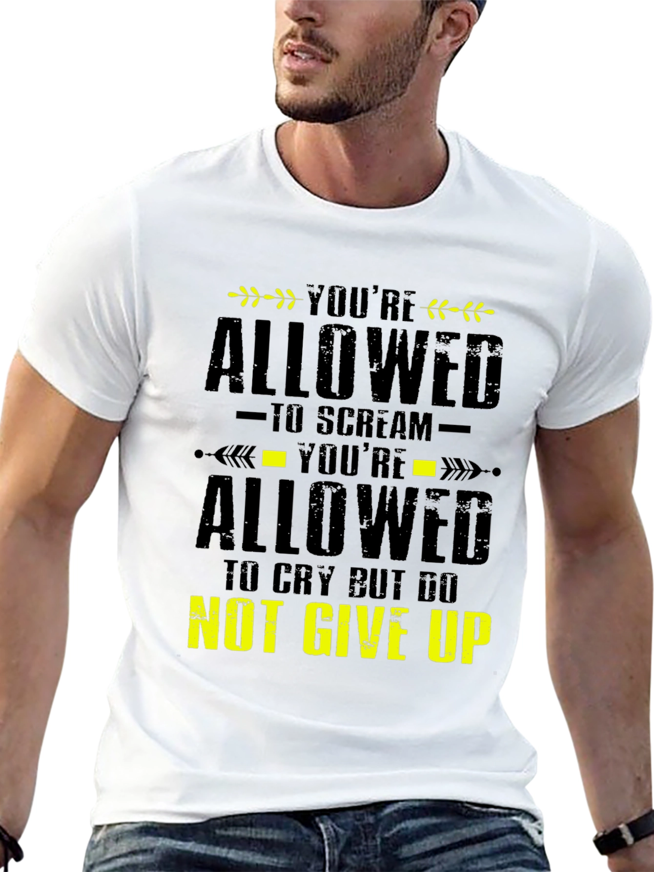 Black Motivational Graphic Tee - You're Allowed to Scream view 13