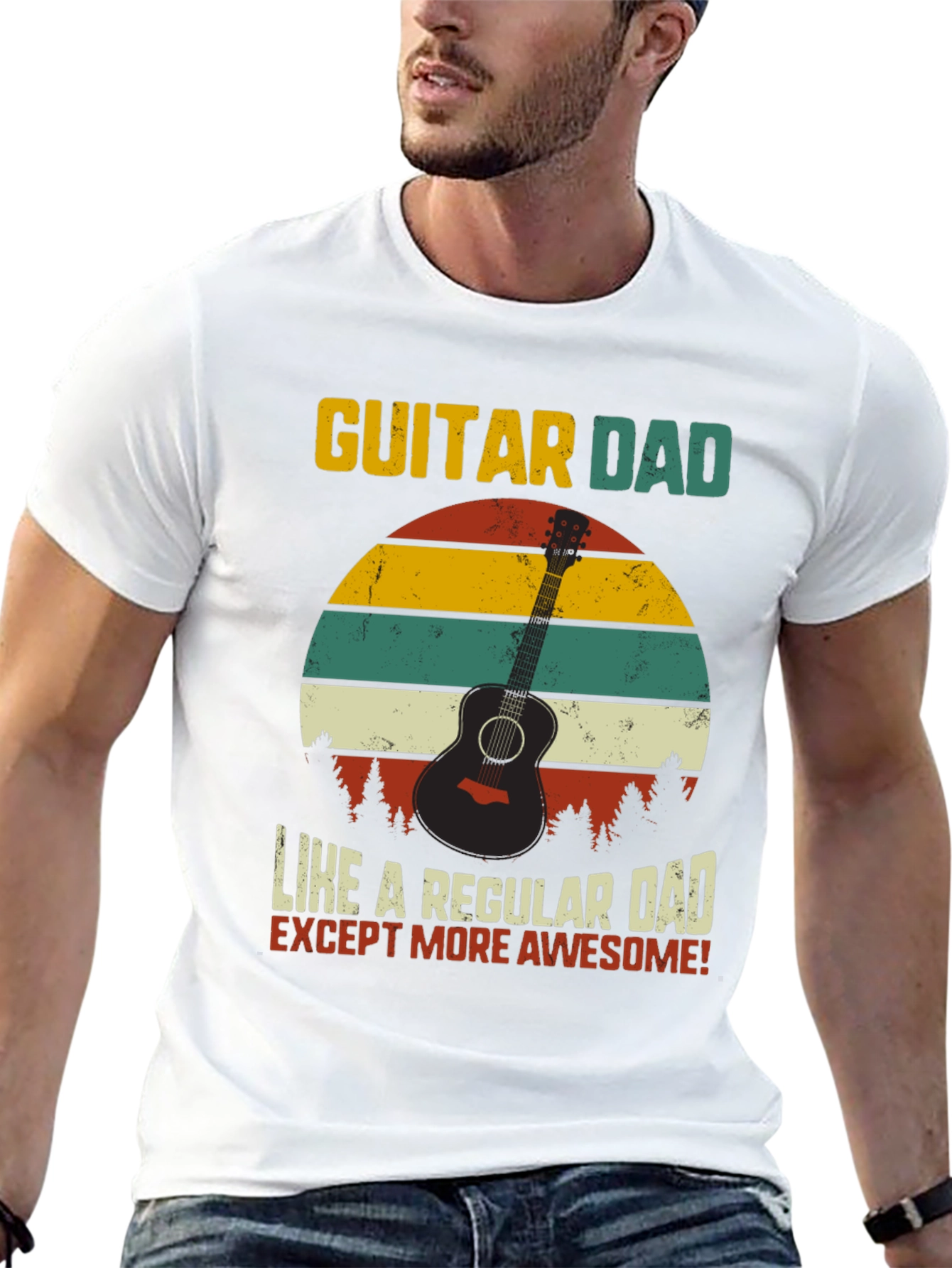 Black Guitar Dad Awesome T-Shirt view 13