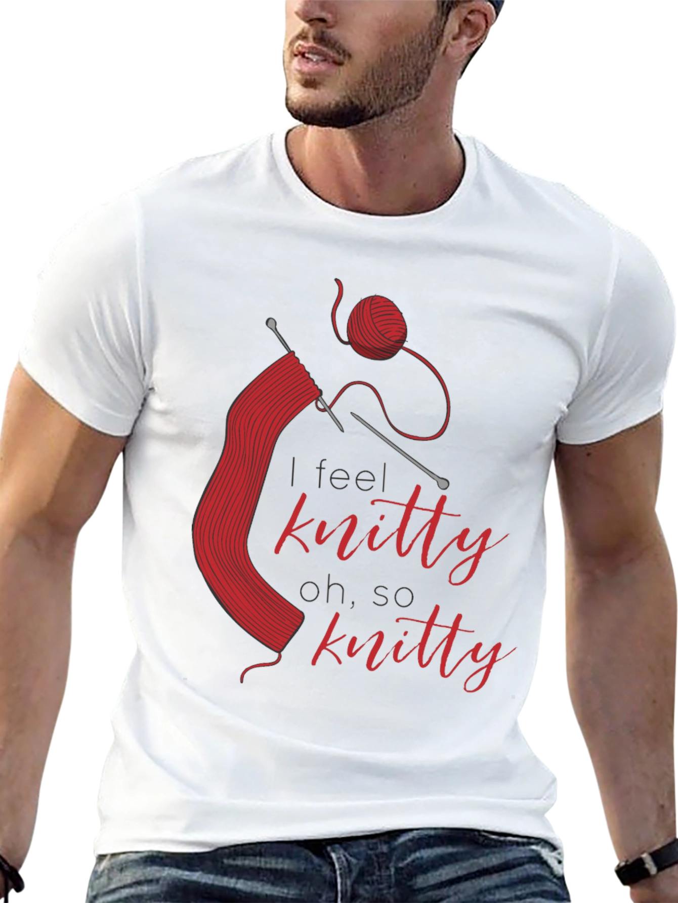 Black Knitty T-Shirt - Red Knitting Design view 13