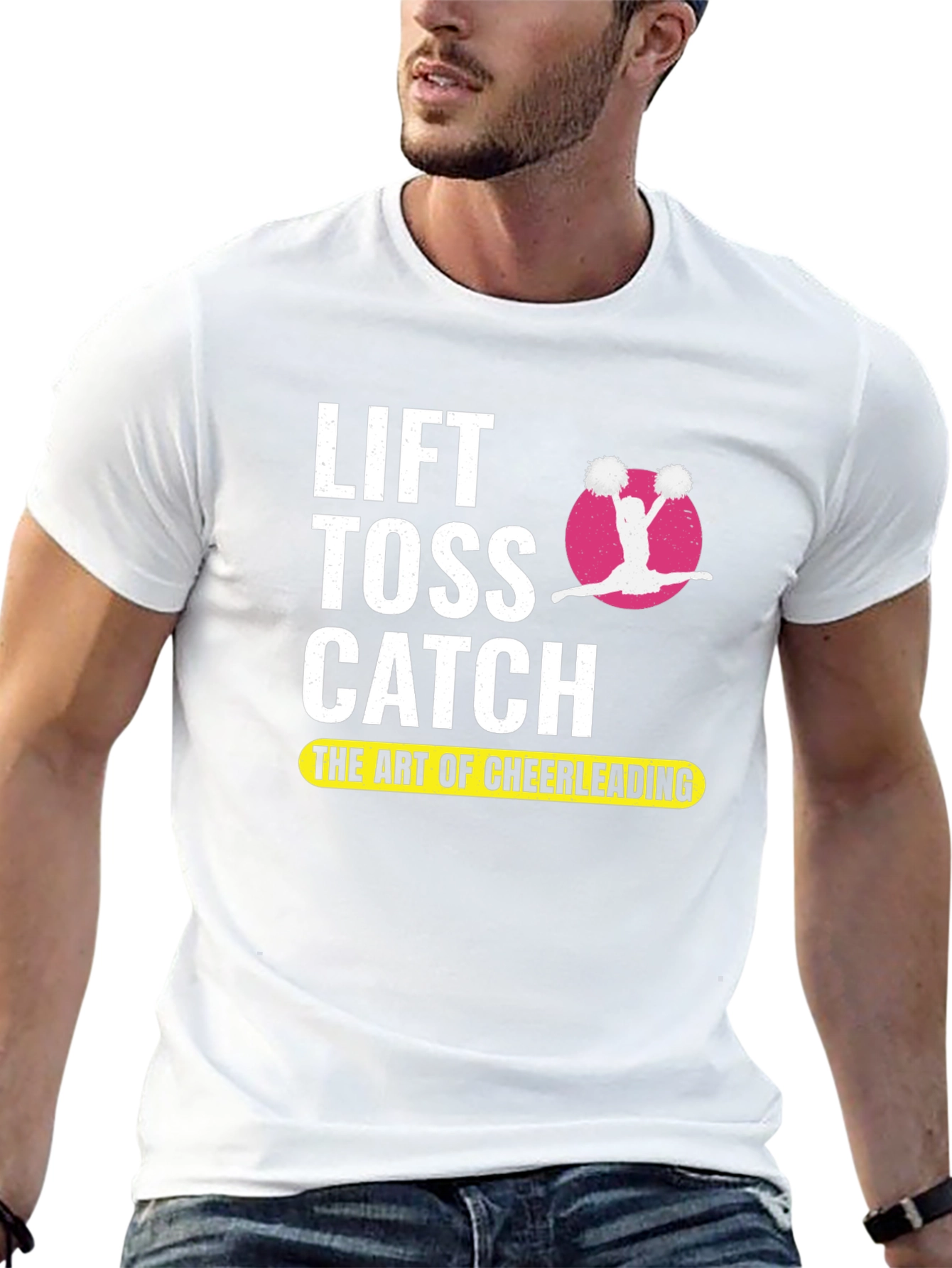 Black Cheerleading Lift Toss Catch Black T-Shirt view 13
