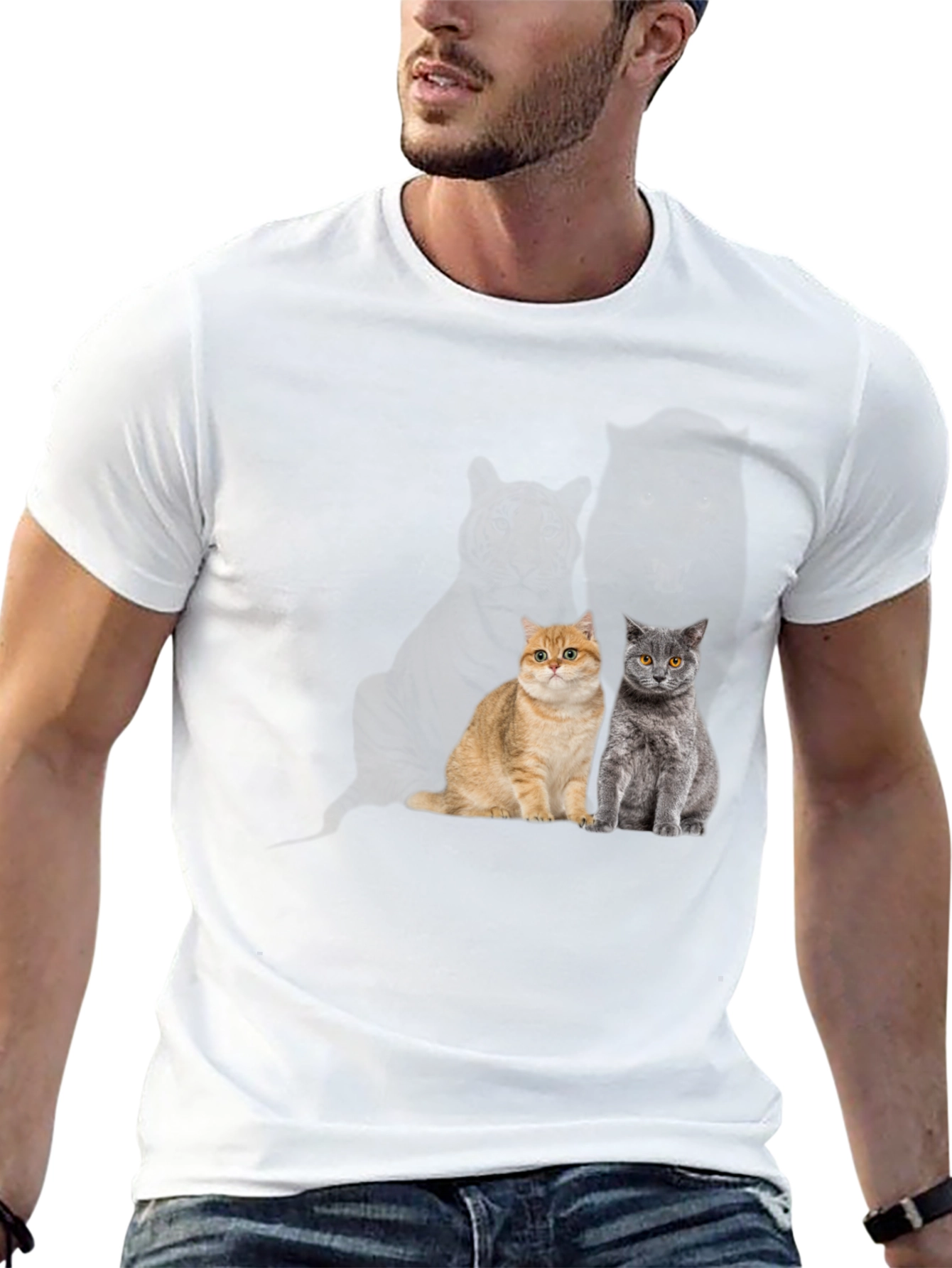 Black Cool Cat T-Shirt - Two Cats view 13