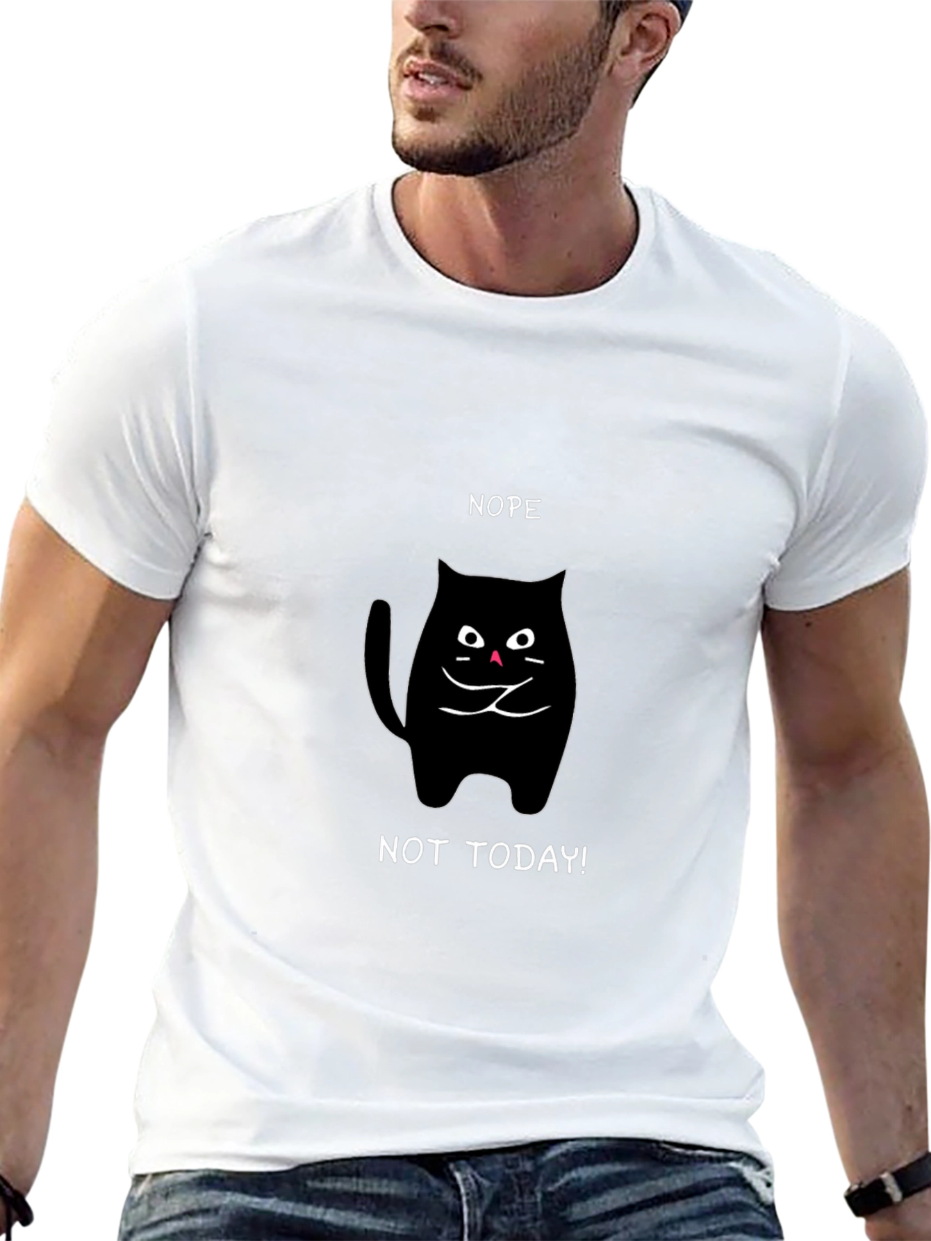 Black Nope Not Today Cat T-Shirt - Black view 13