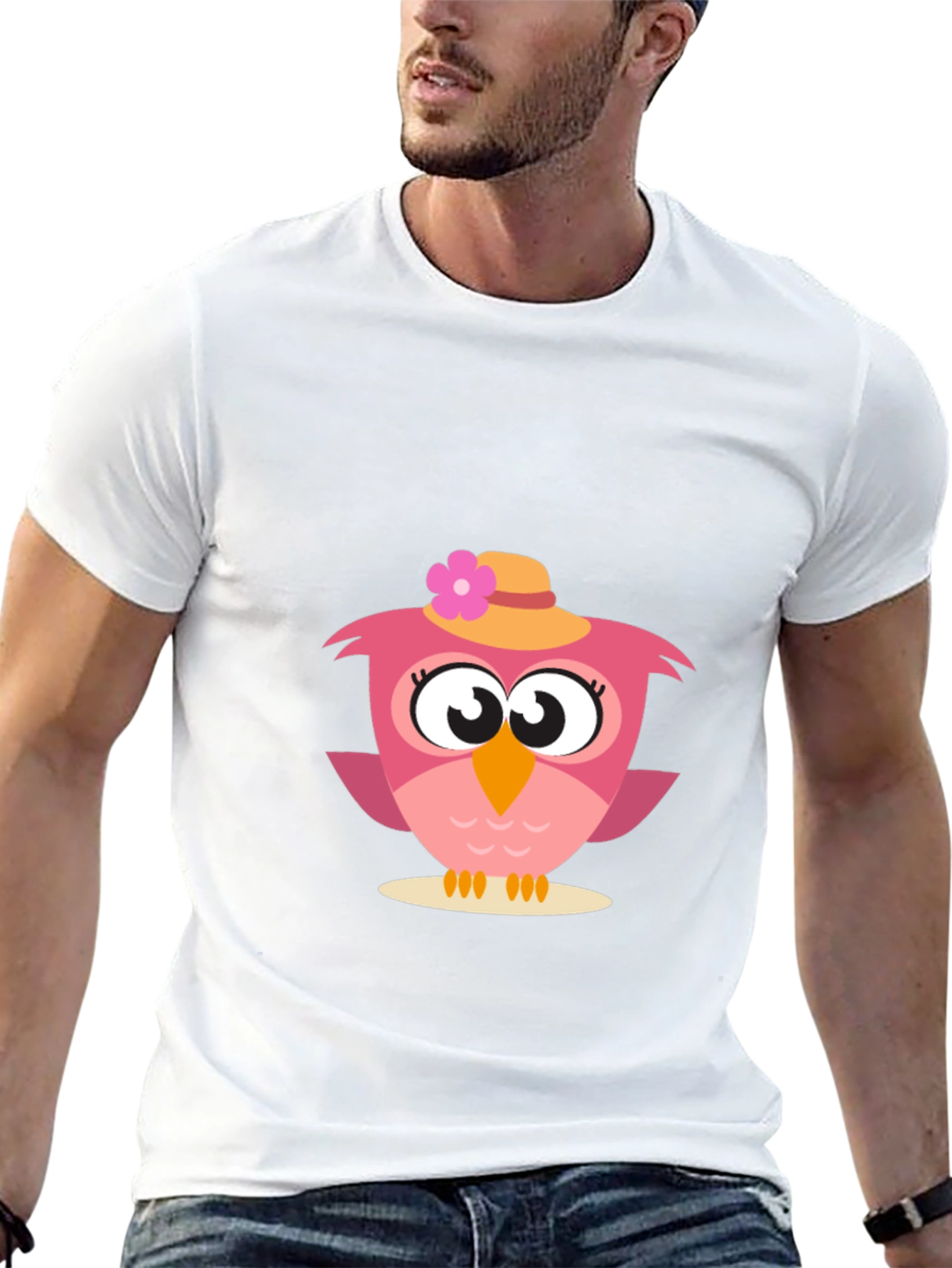 Black Cute Owl Graphic Tee - Whimsical Bird Design view 13