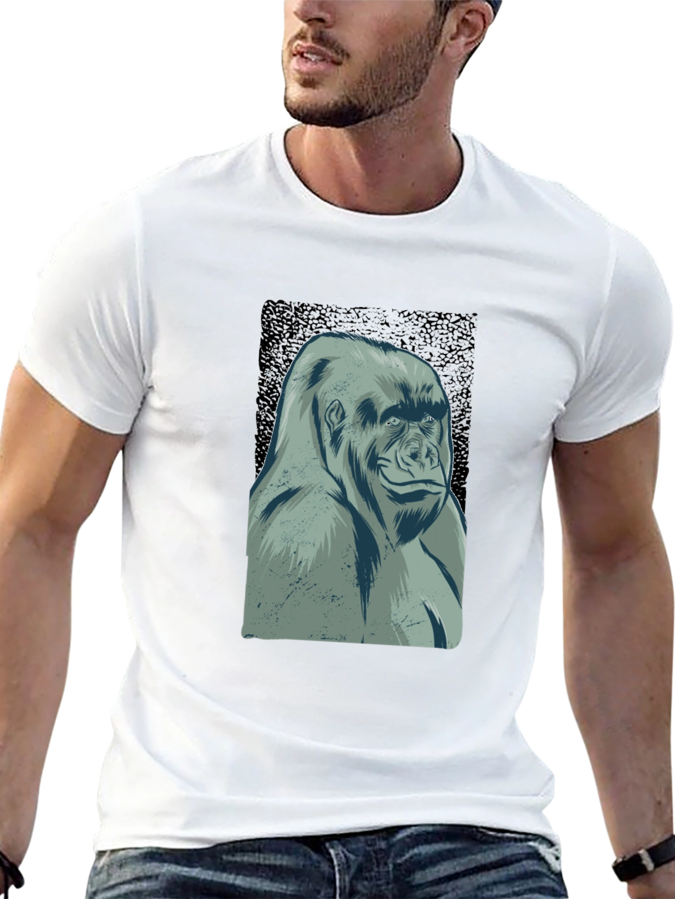 Black Cool Gorilla Graphic Tee - Black Casual T-Shirt view 13