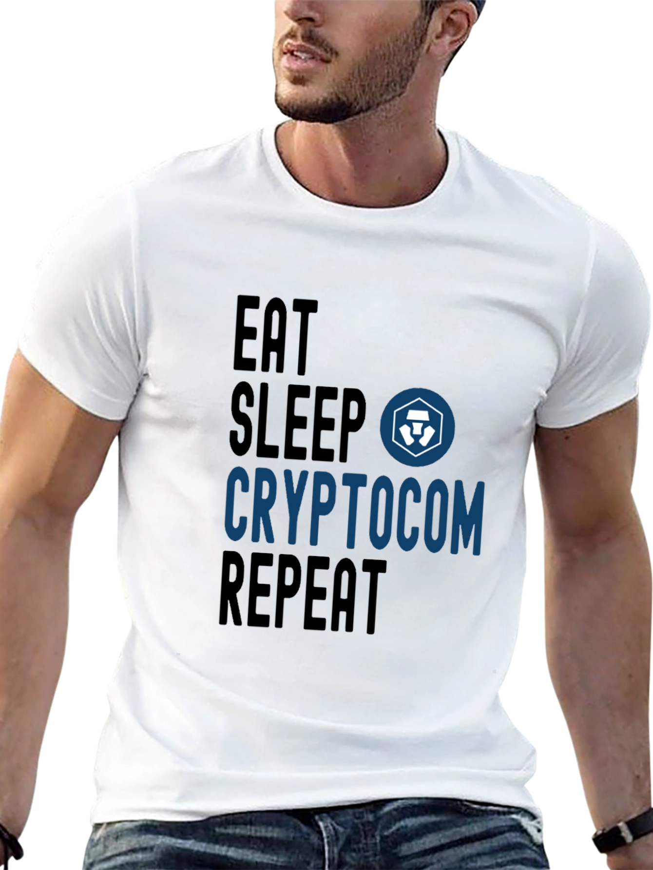 Black Crypto.com Eat Sleep Repeat T-Shirt view 13