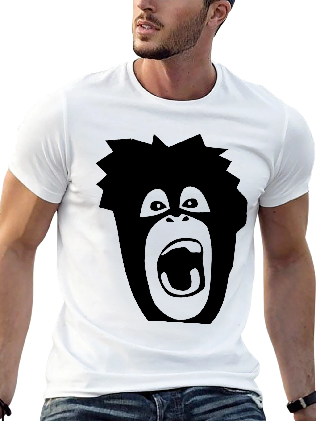 Black Screaming Ape Graphic Tee - Black Cotton T-Shirt view 13