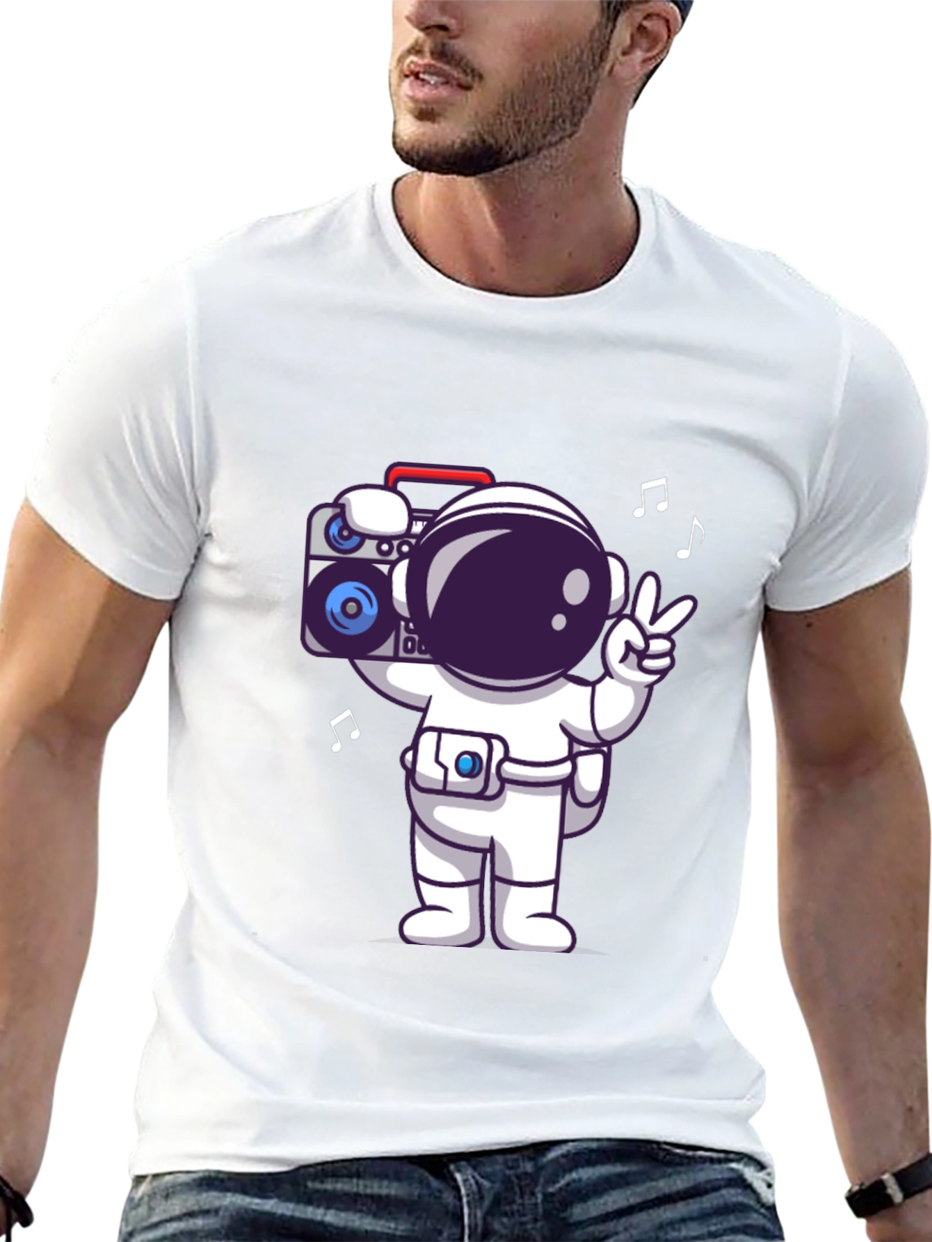 Black Astronaut Boombox Graphic Tee - Black view 13
