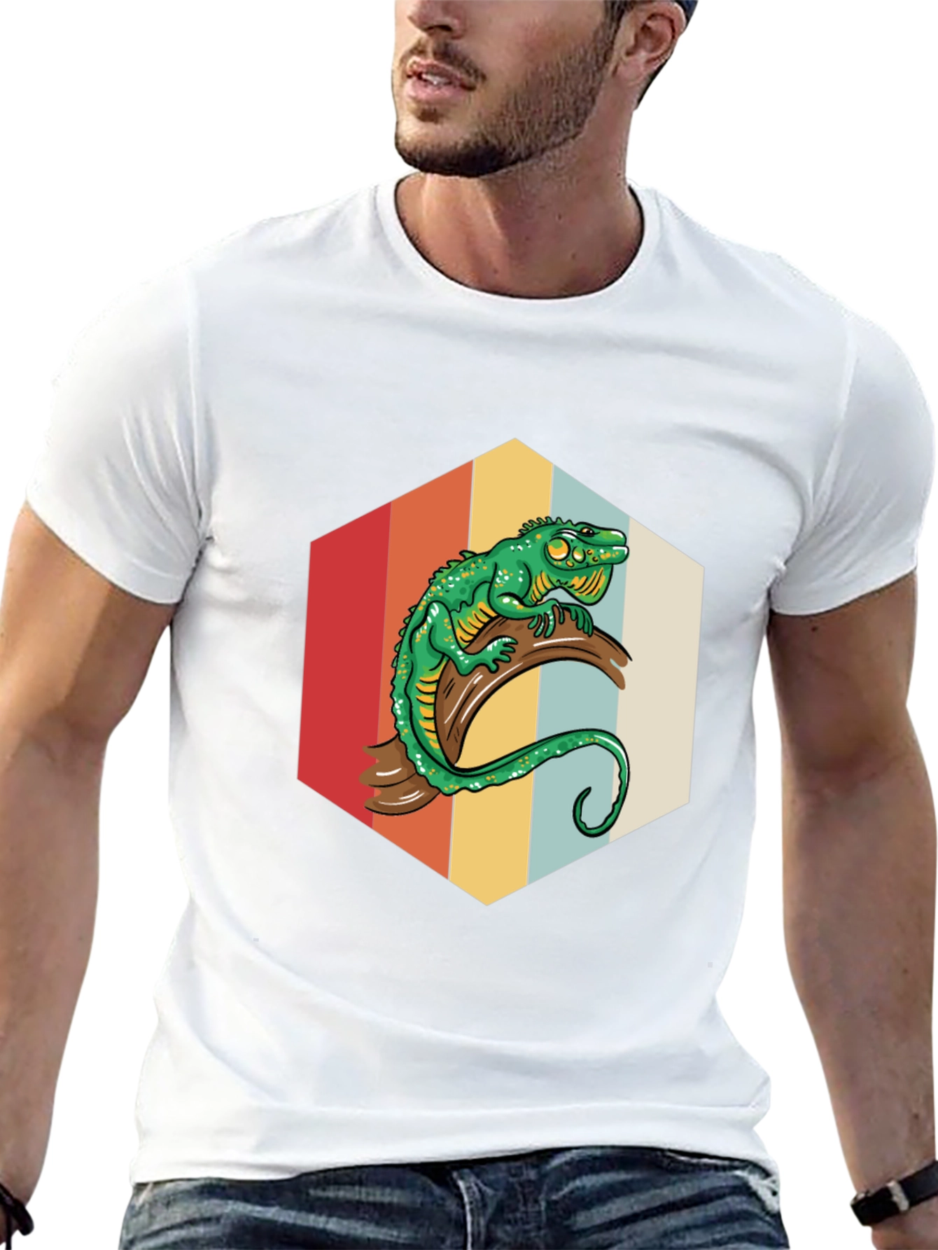 Black Retro Lizard Graphic Tee - Cool Reptile Design view 13