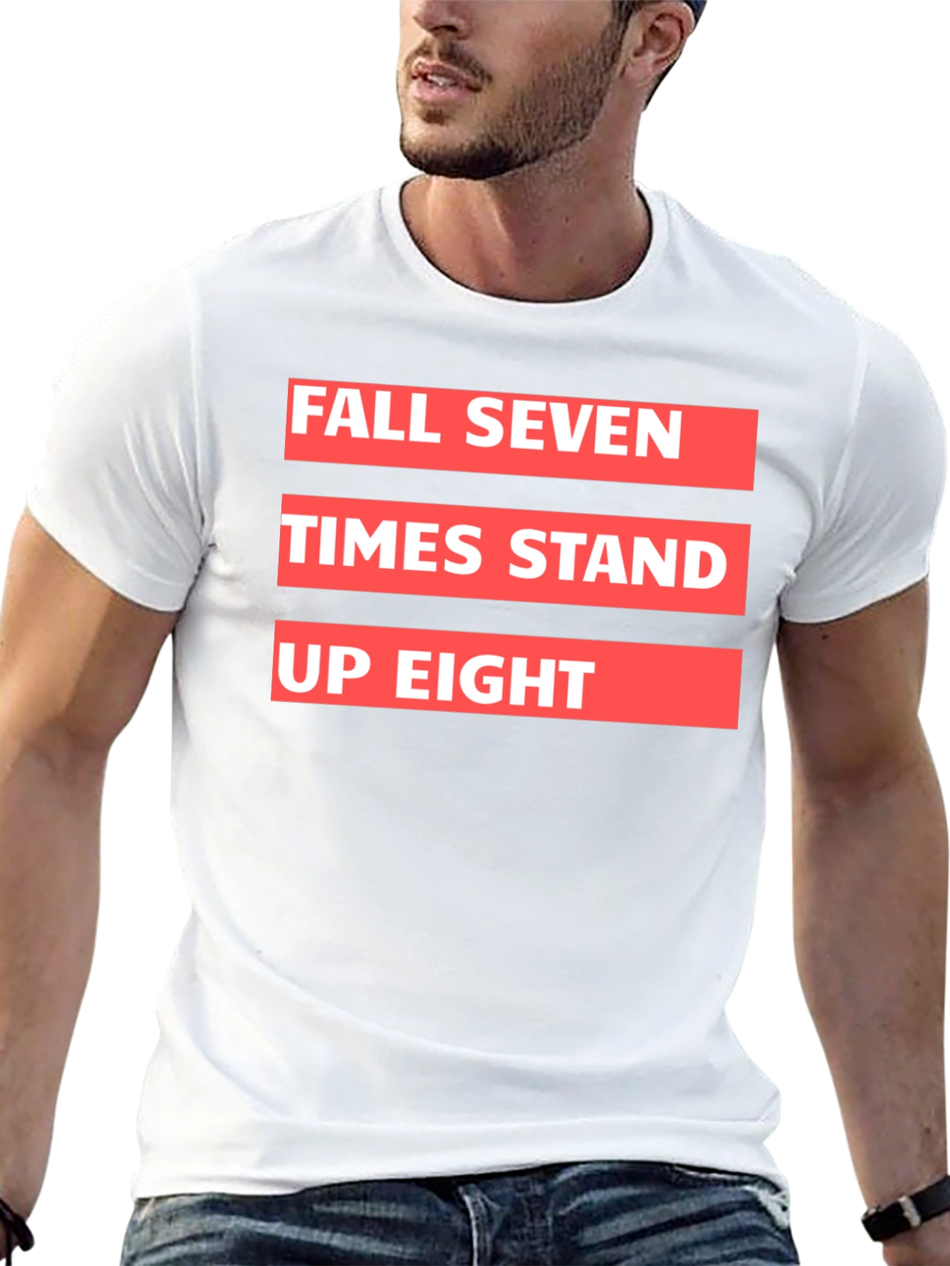 Black Fall Seven Times Stand Up Eight Graphic Tee view 13