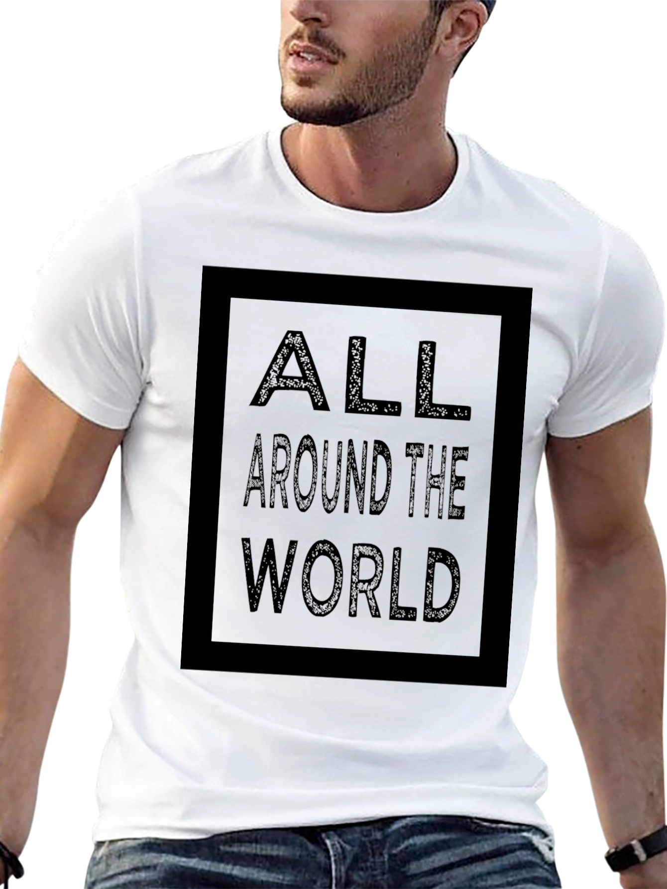 Black All Around the World Graphic Print Black T-Shirt view 13