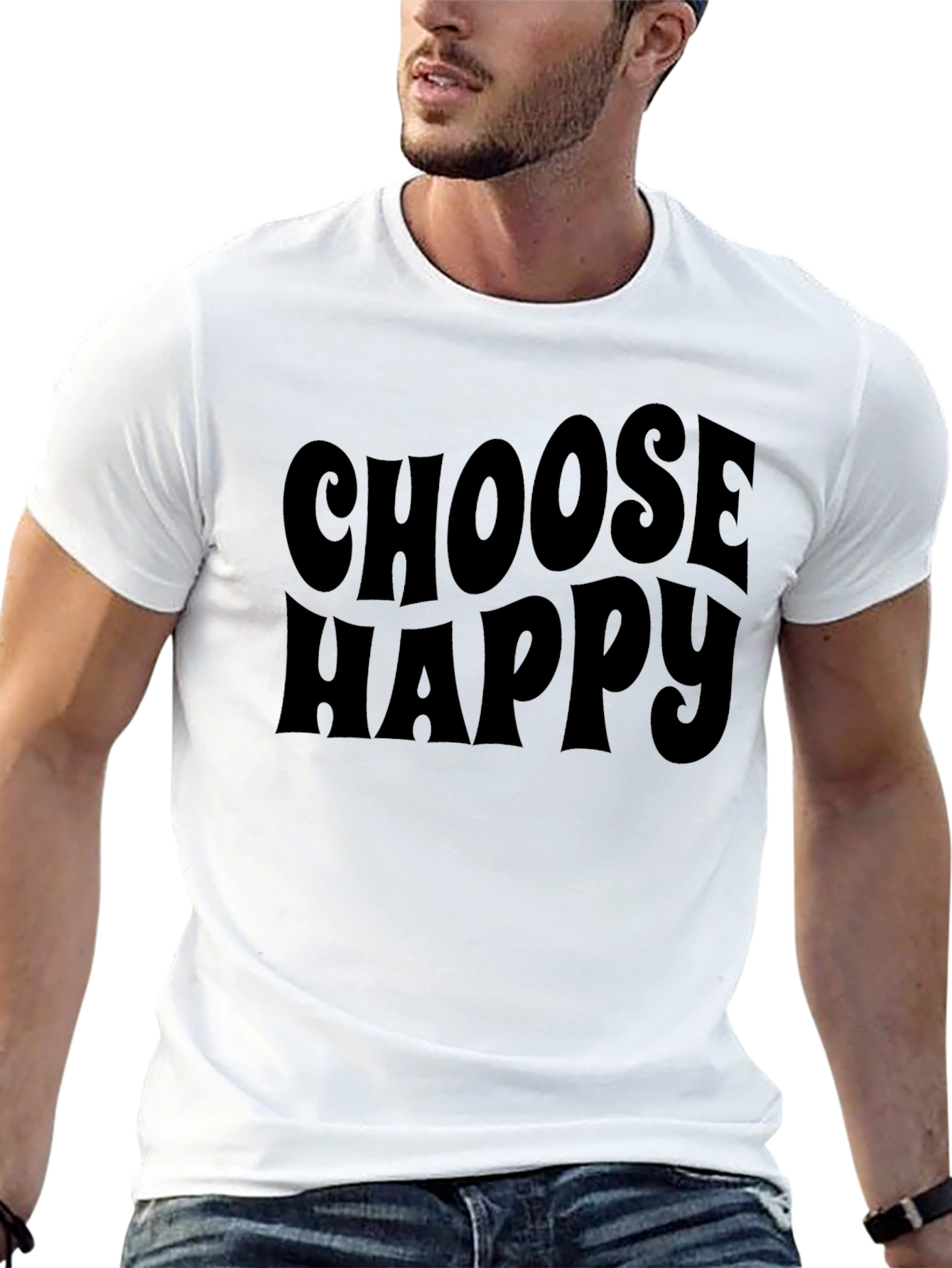 Black Choose Happy Graphic Tee - Retro Style view 13