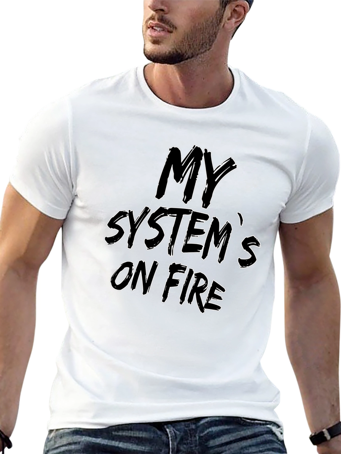 Black My System's On Fire Black T-Shirt view 13