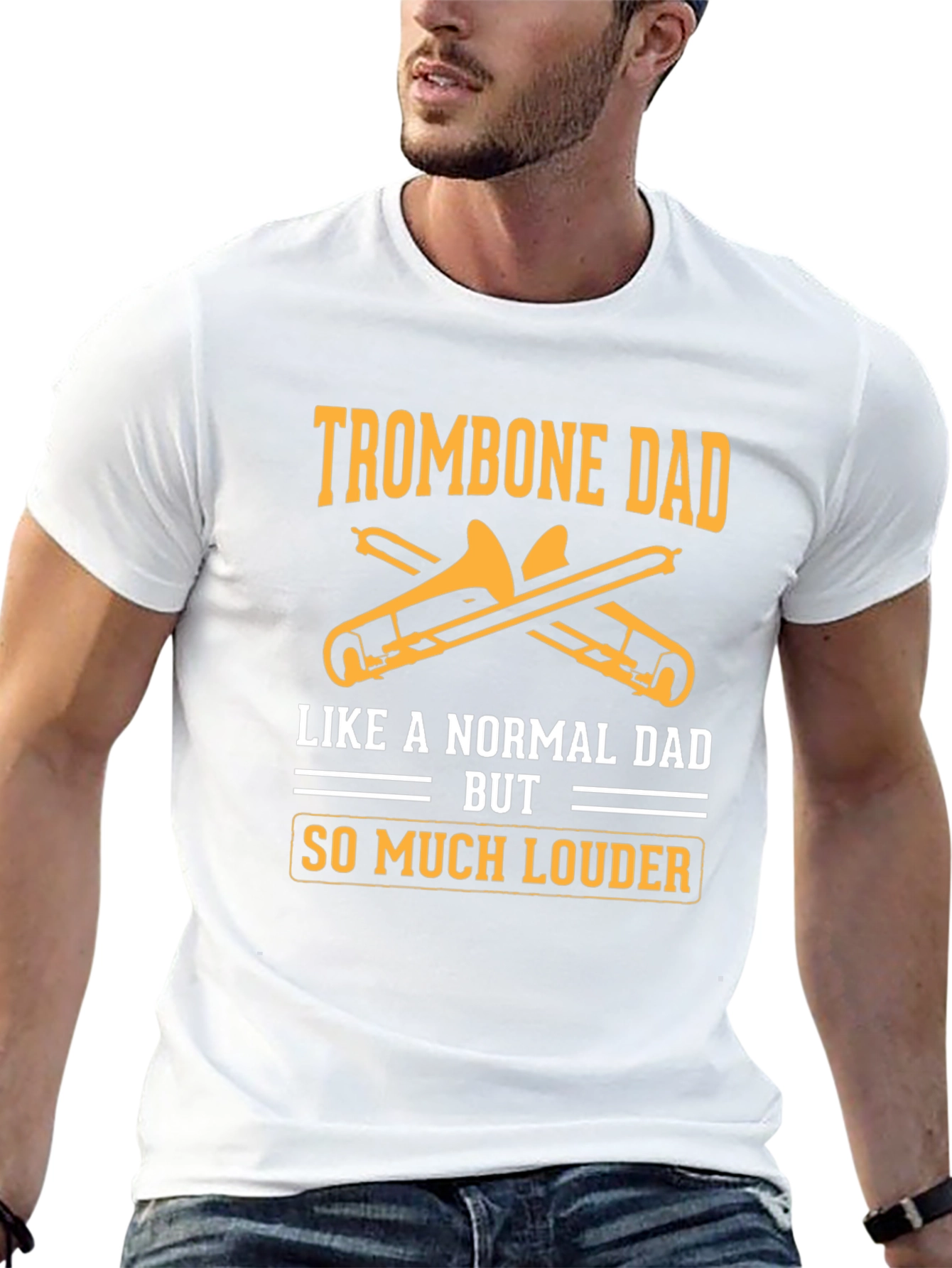 Black Trombone Dad T-Shirt - Louder Than Normal Dad! view 13