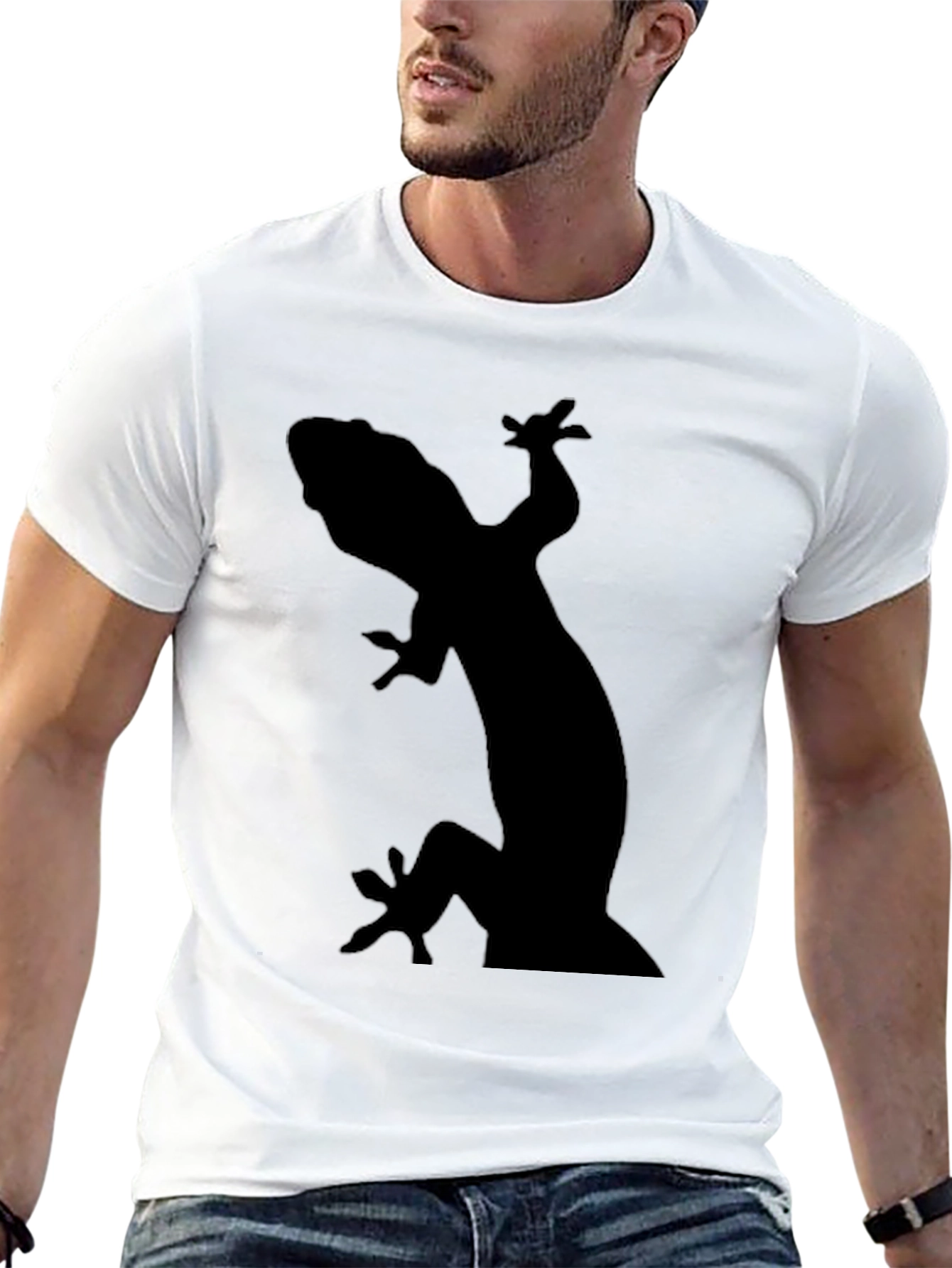 Black Cool Gecko Silhouette Graphic Tee - Black view 13