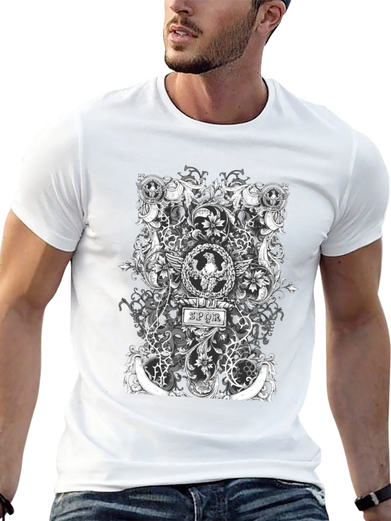 Black SPQR Roman Eagle T-Shirt - Black view 13