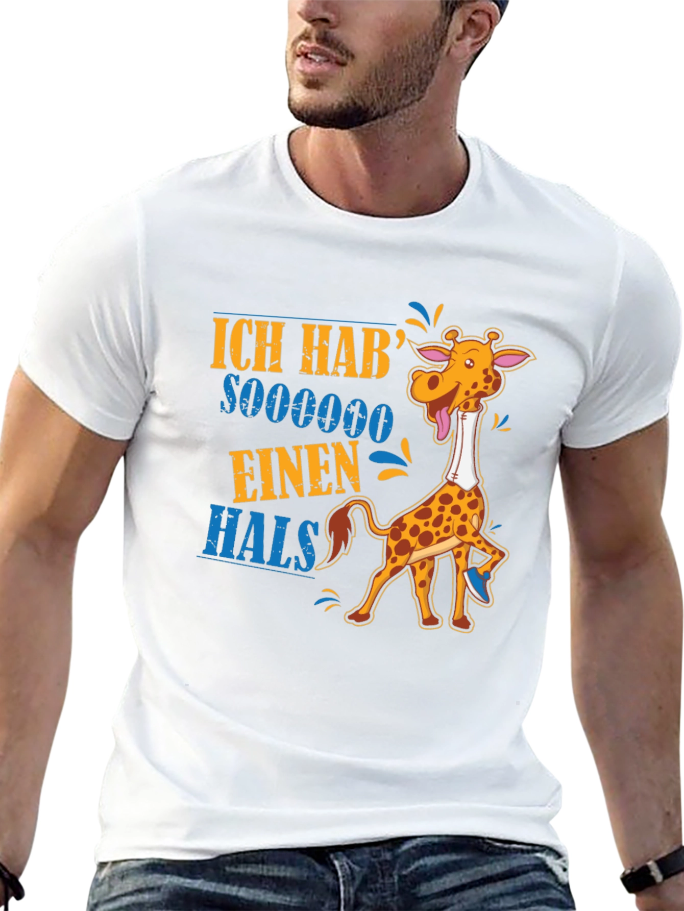 Black Funny Giraffe 'Ich Hab' Sooooooo Einen Hals' T-Shirt view 13