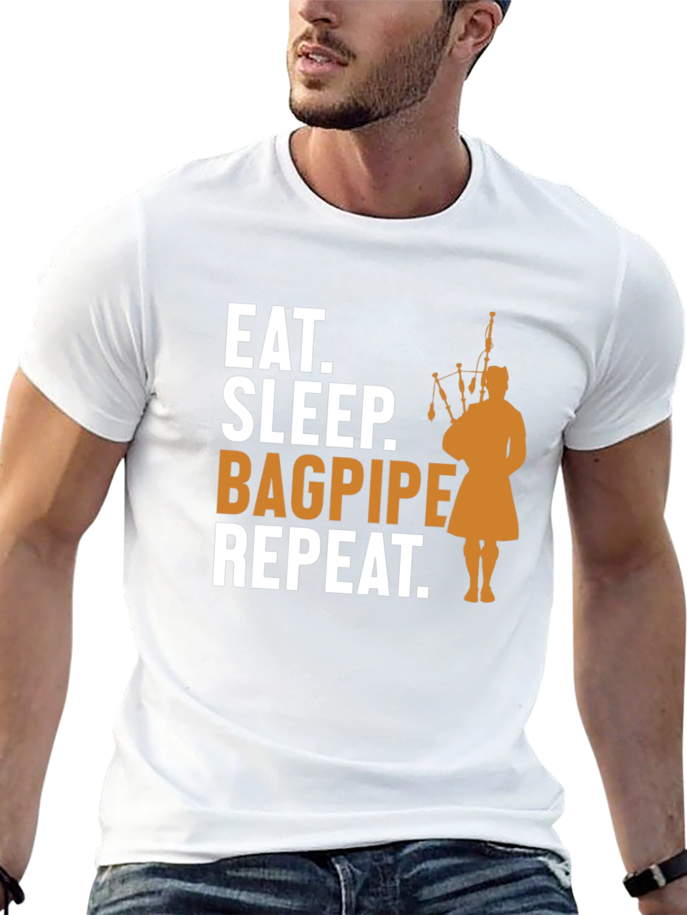 Black Eat, Sleep, Bagpipe, Repeat T-Shirt - Black view 13