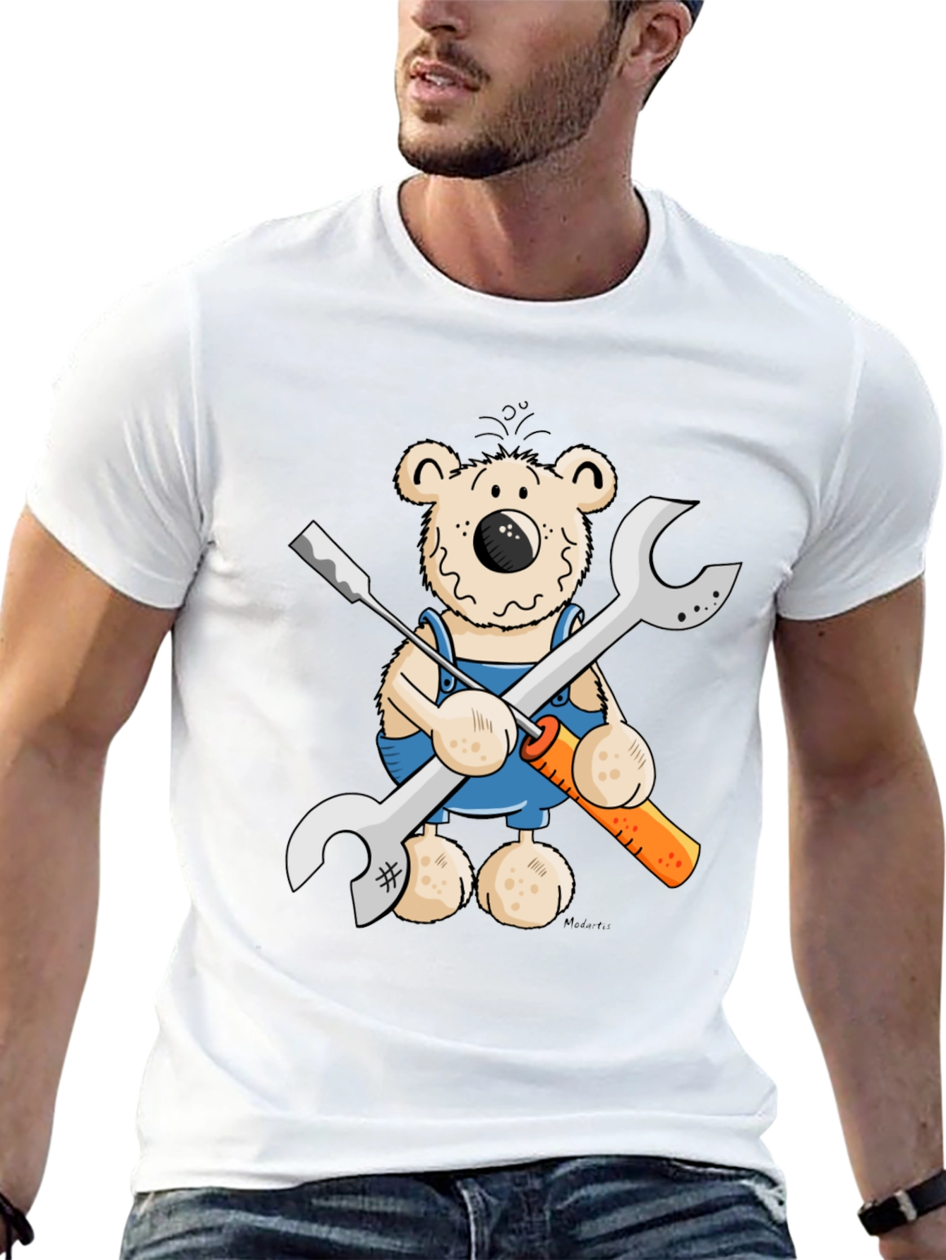 Black Mechanic Bear Graphic T-Shirt view 13