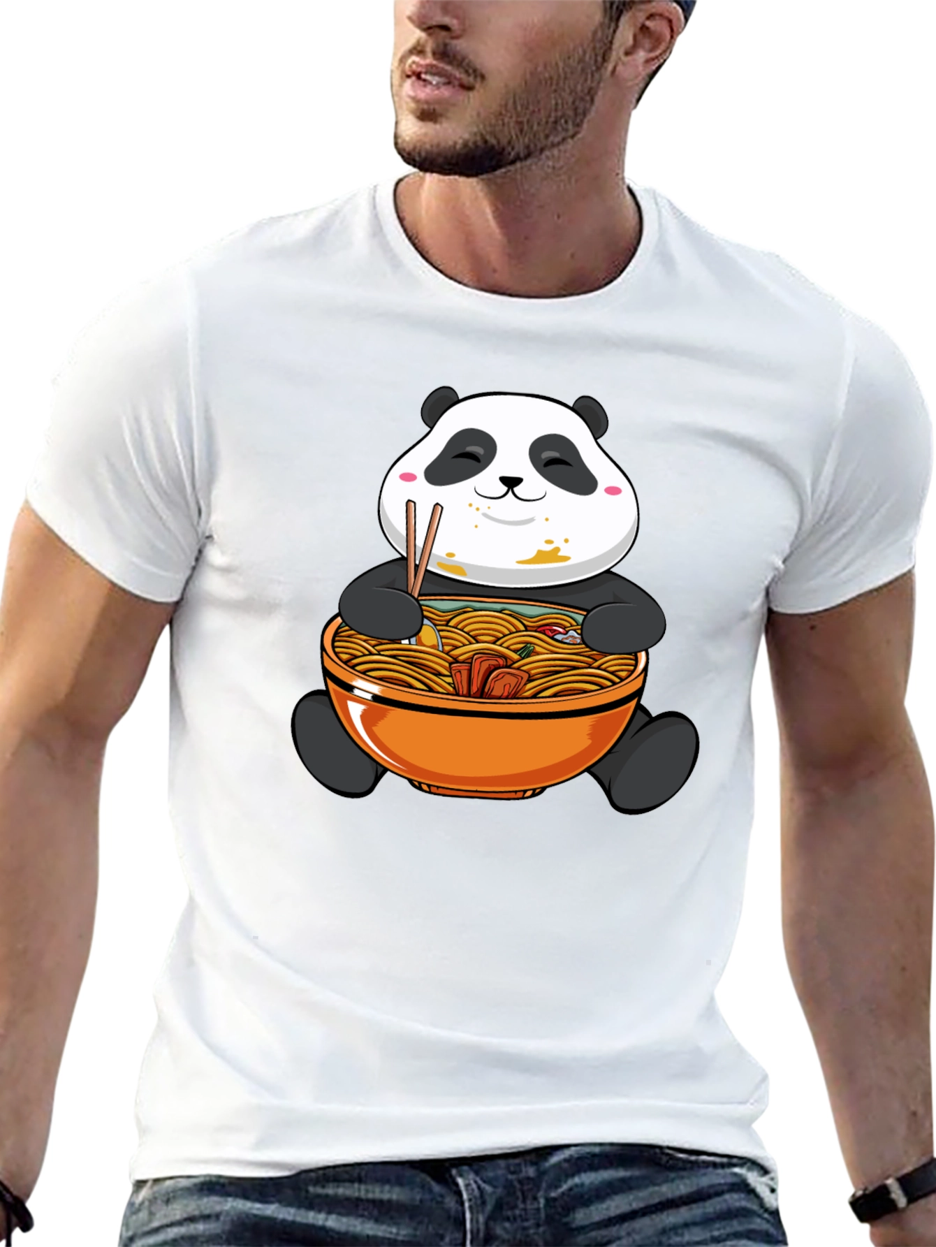 Black Panda Ramen Graphic Tee - Black Cotton Comfort view 13