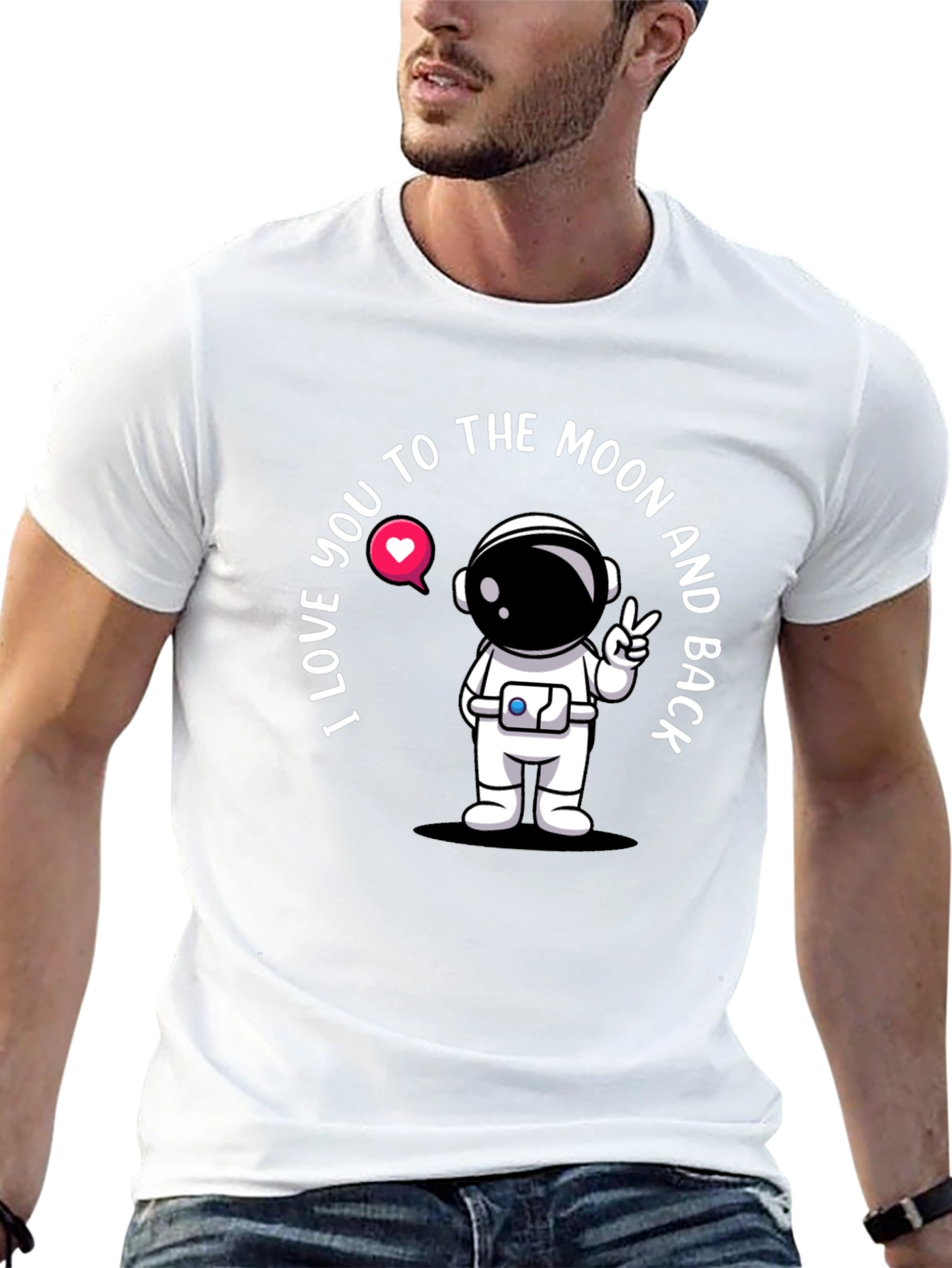 Black I Love You To The Moon Astronaut Black T-Shirt view 13