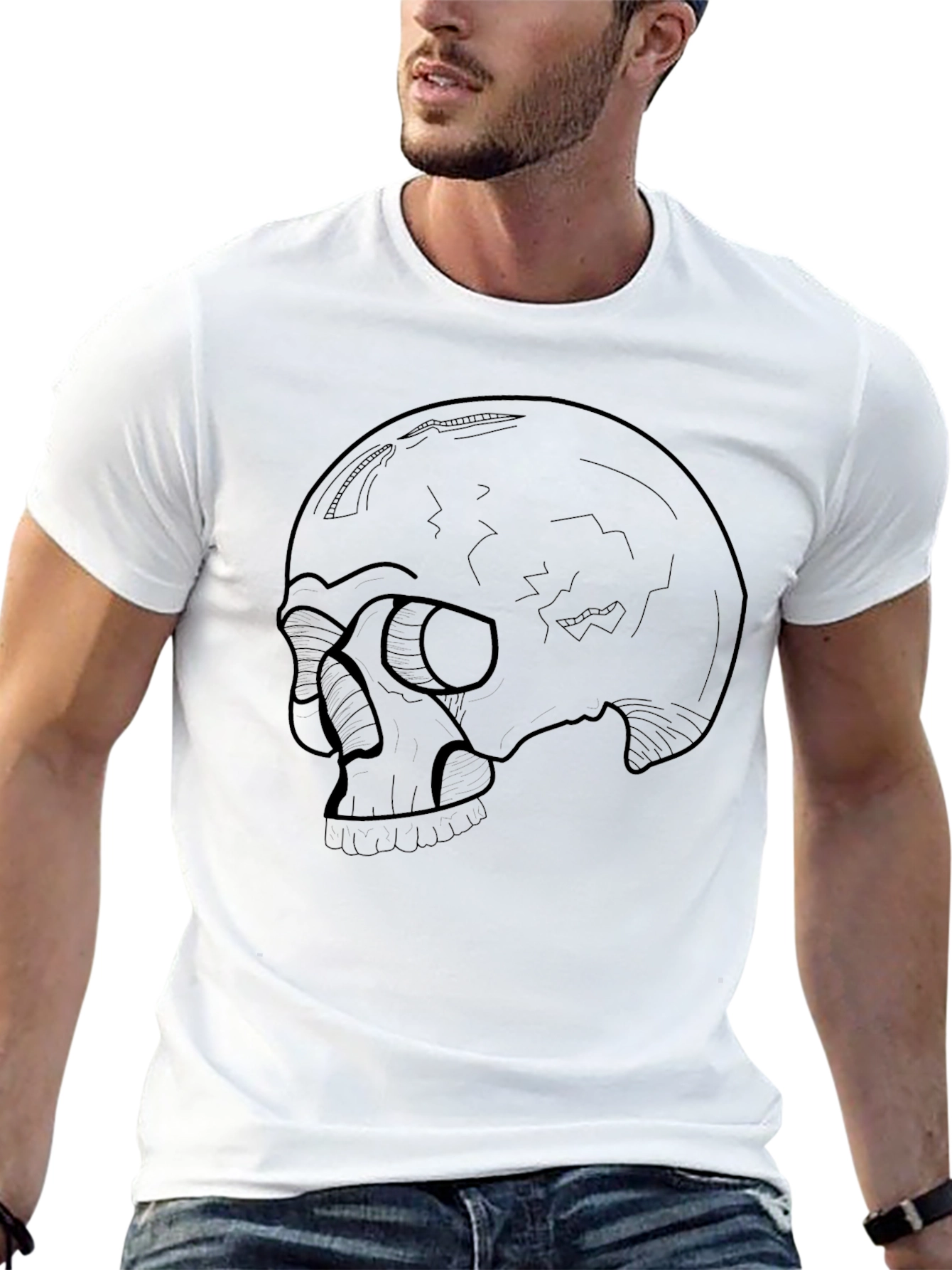 Black Skull Graphic Tee - Men's Black T-Shirt view 13