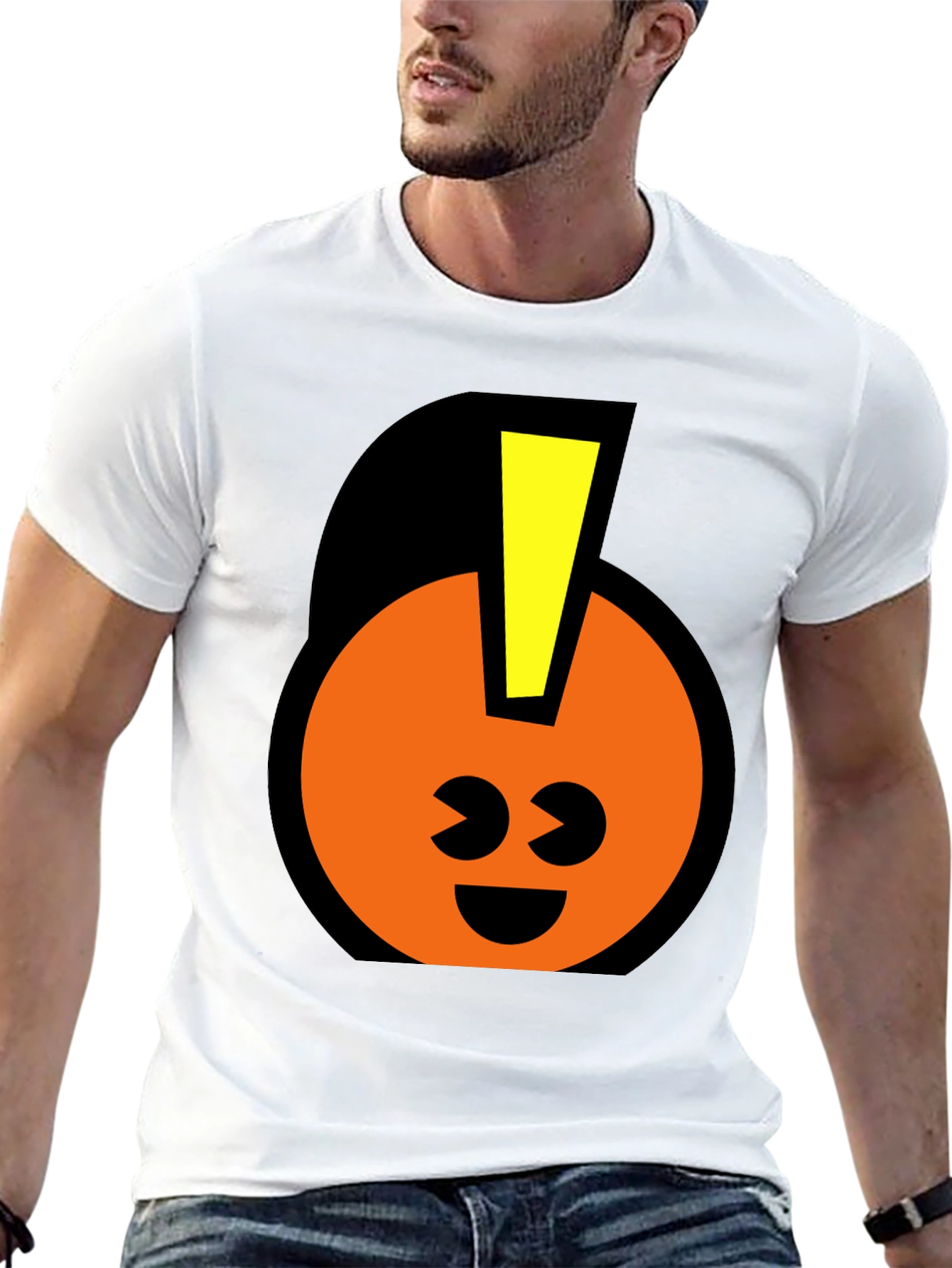 Black Fun Graphic T-Shirt - Smiley Face with Mohawk view 13