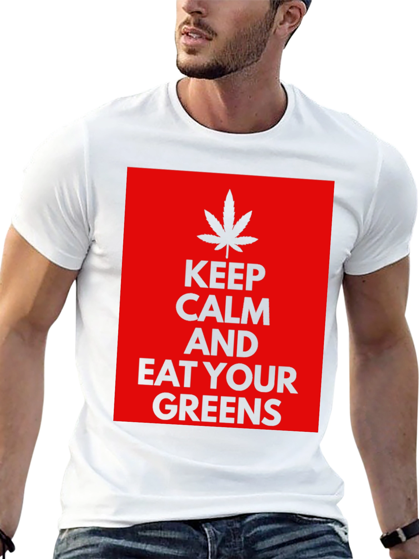 Black Keep Calm Eat Your Greens T-Shirt view 13