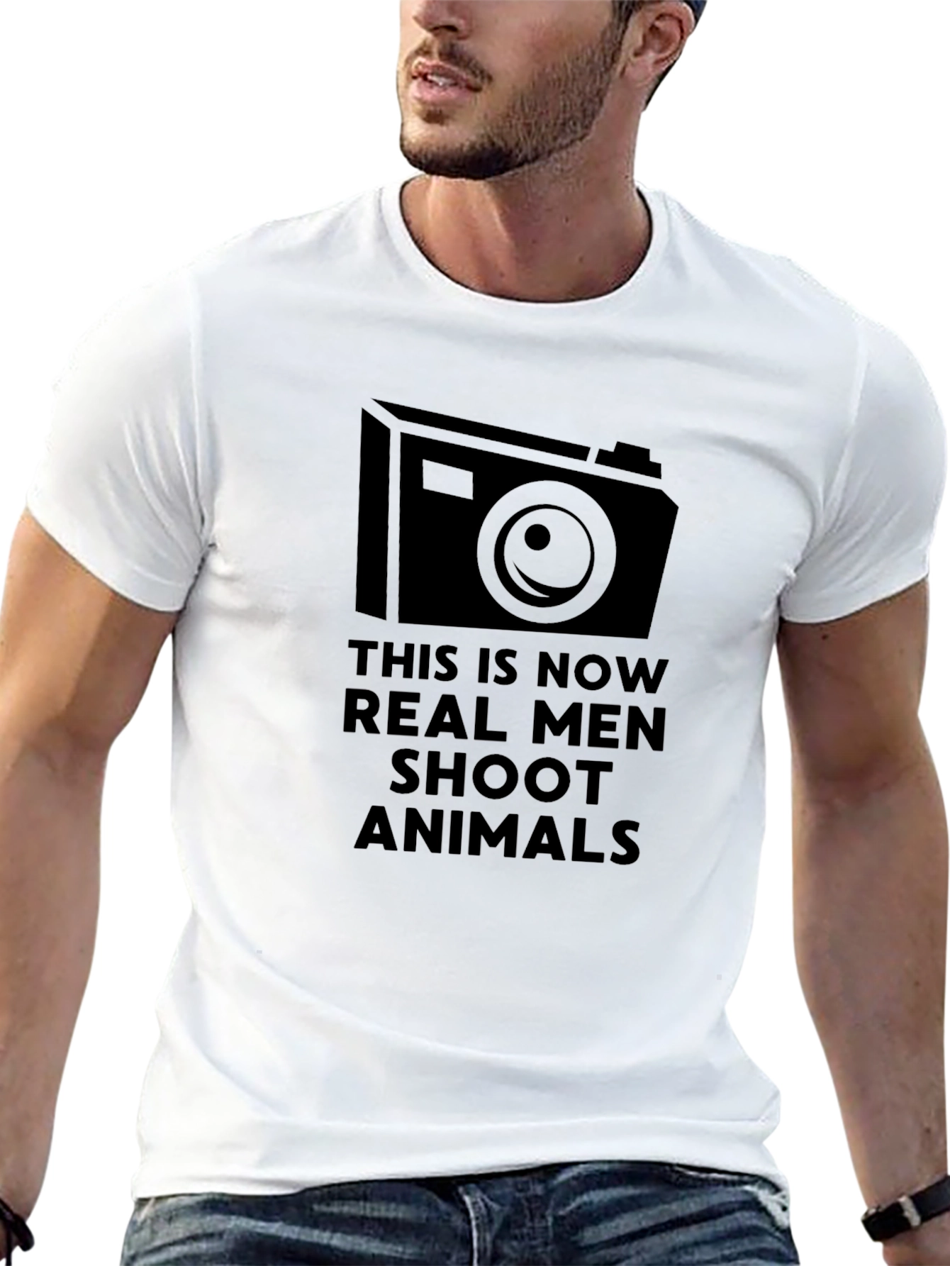 Black Real Men Shoot Animals T-Shirt view 13