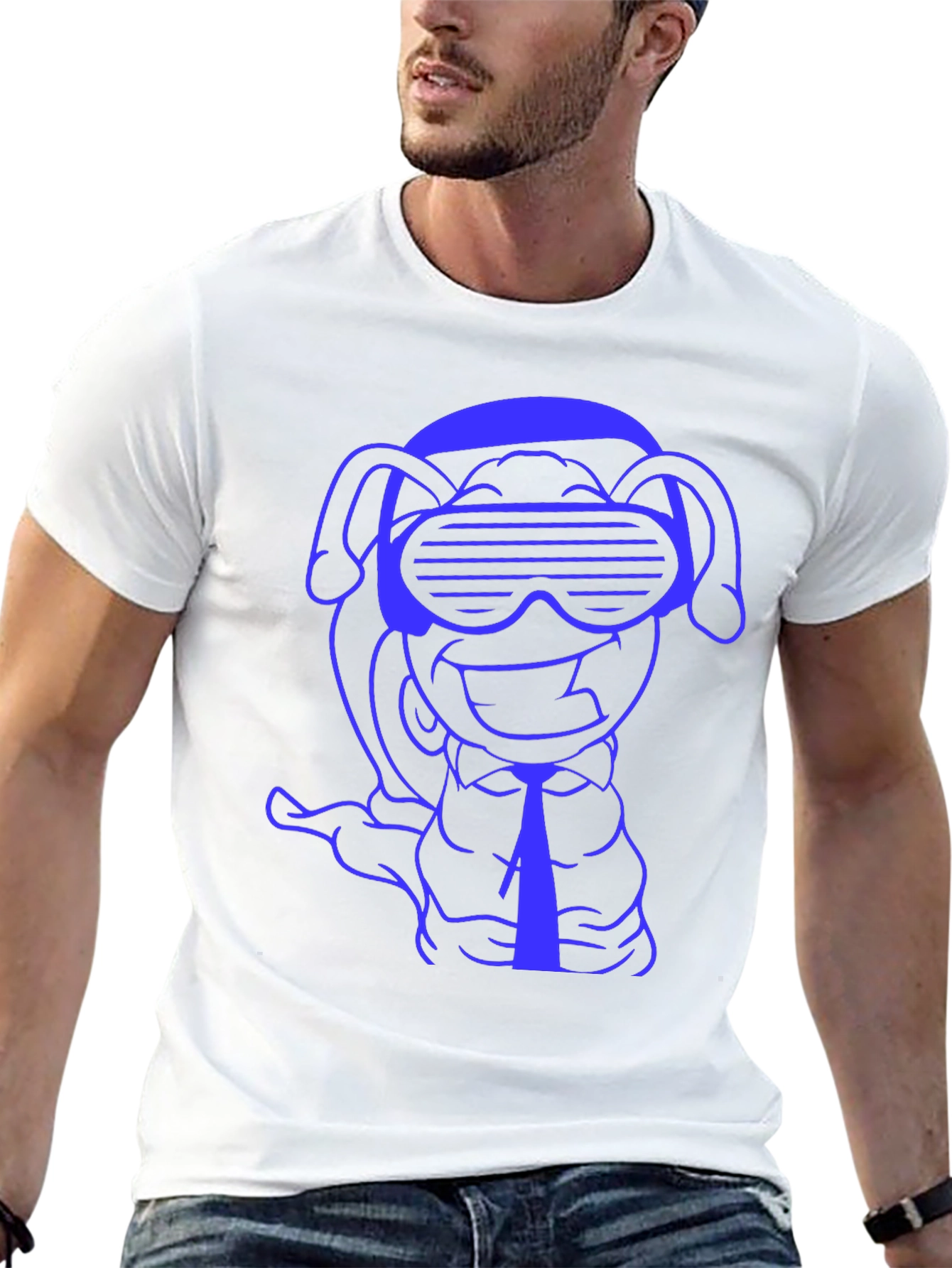 Black Cool Cartoon Dog T-Shirt view 13