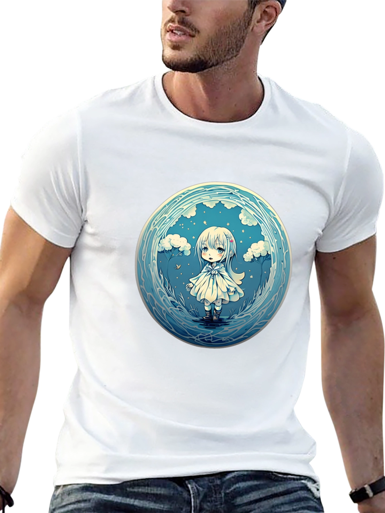 Black Anime Girl Graphic Tee - Stylish Black Cotton T-Shirt view 13