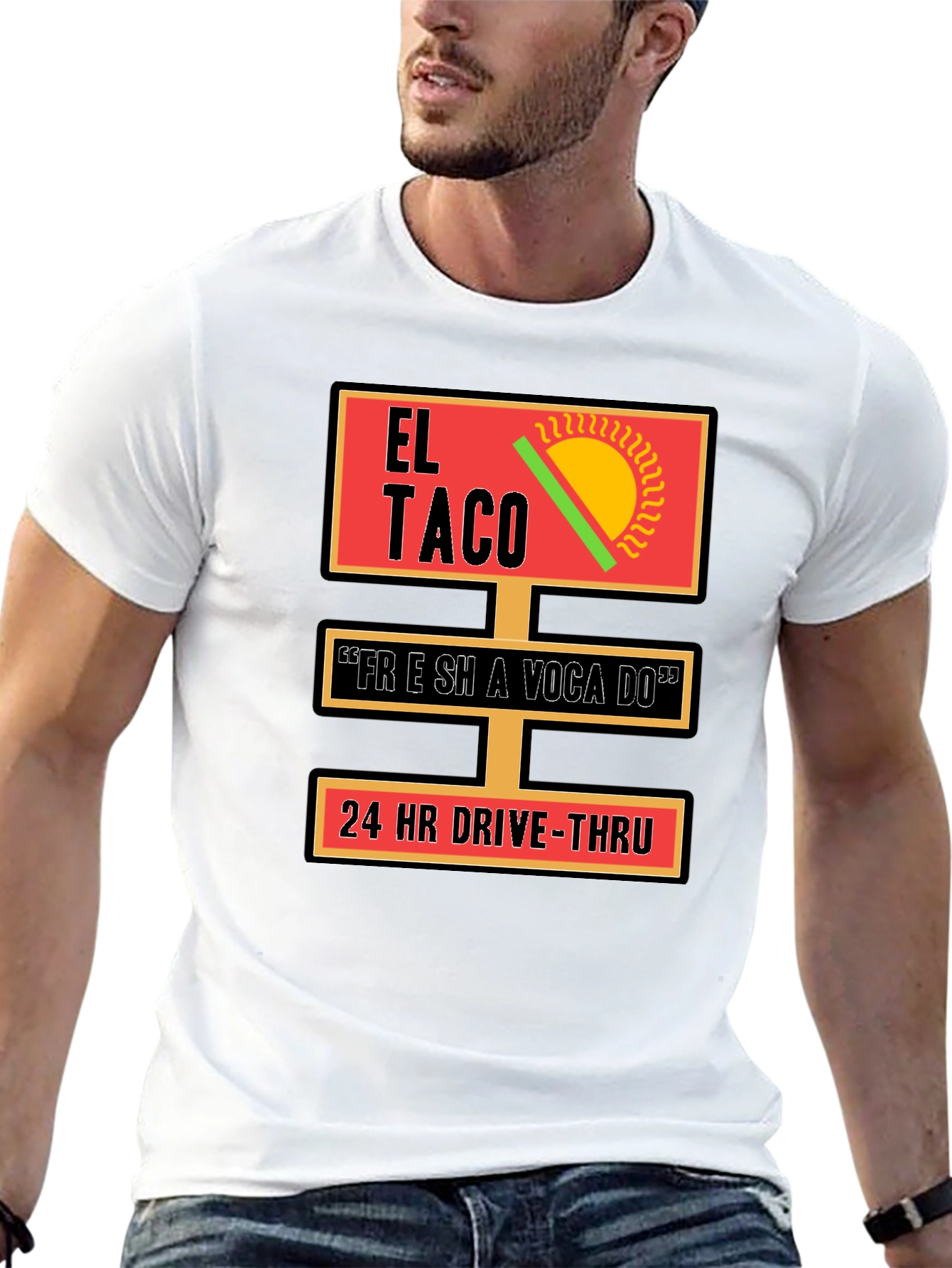 Black El Taco 24 HR Drive-Thru T-Shirt view 13