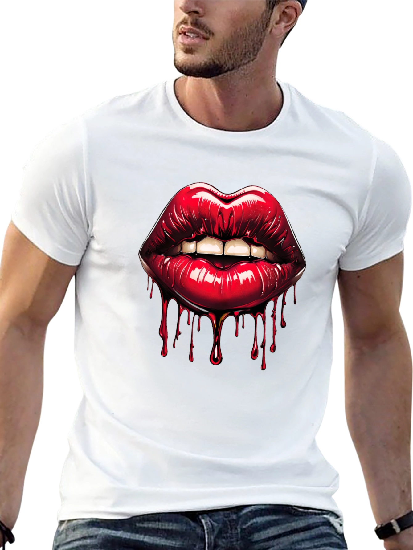 Black Bleeding Lips Graphic Tee - Bold Fashion view 13
