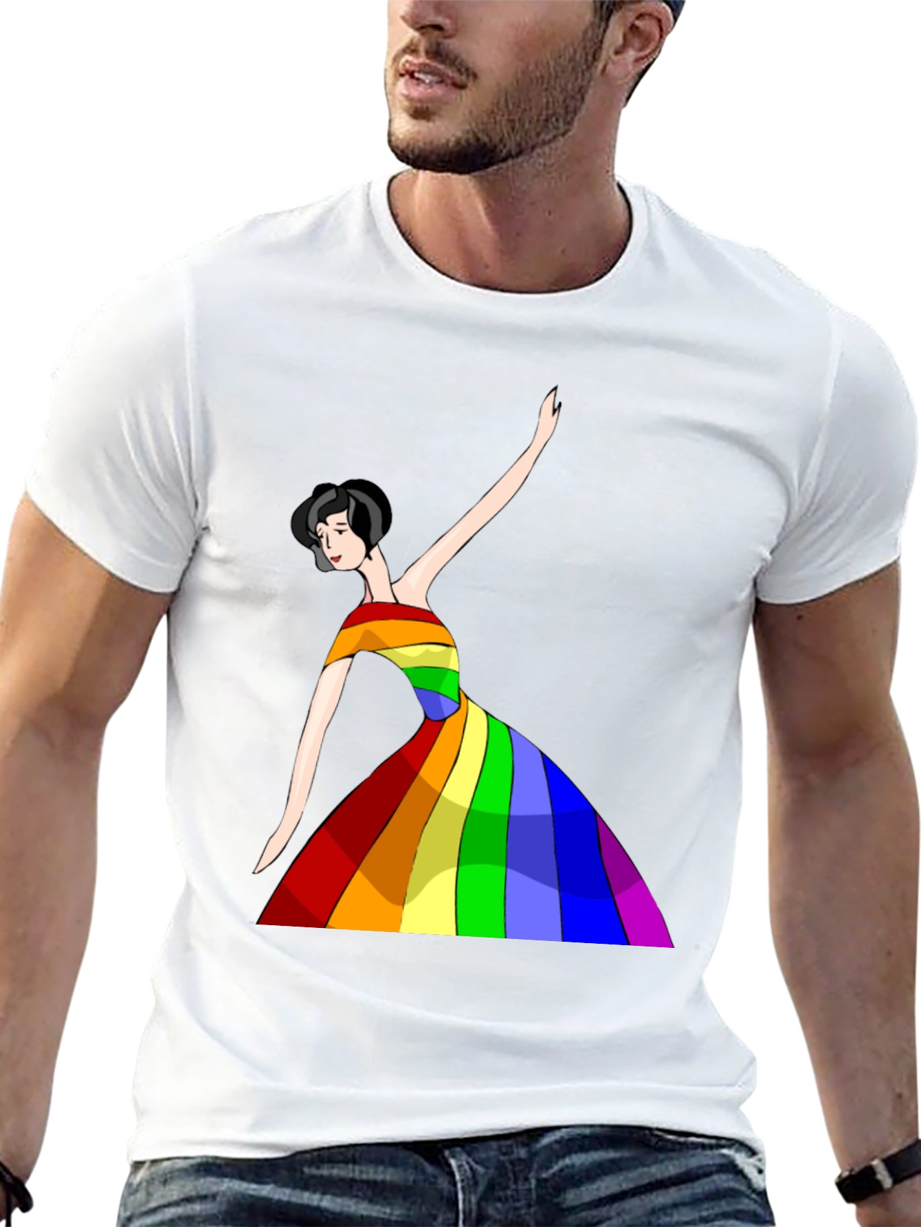 Black Rainbow Dress Woman Graphic Tee - Unisex view 13