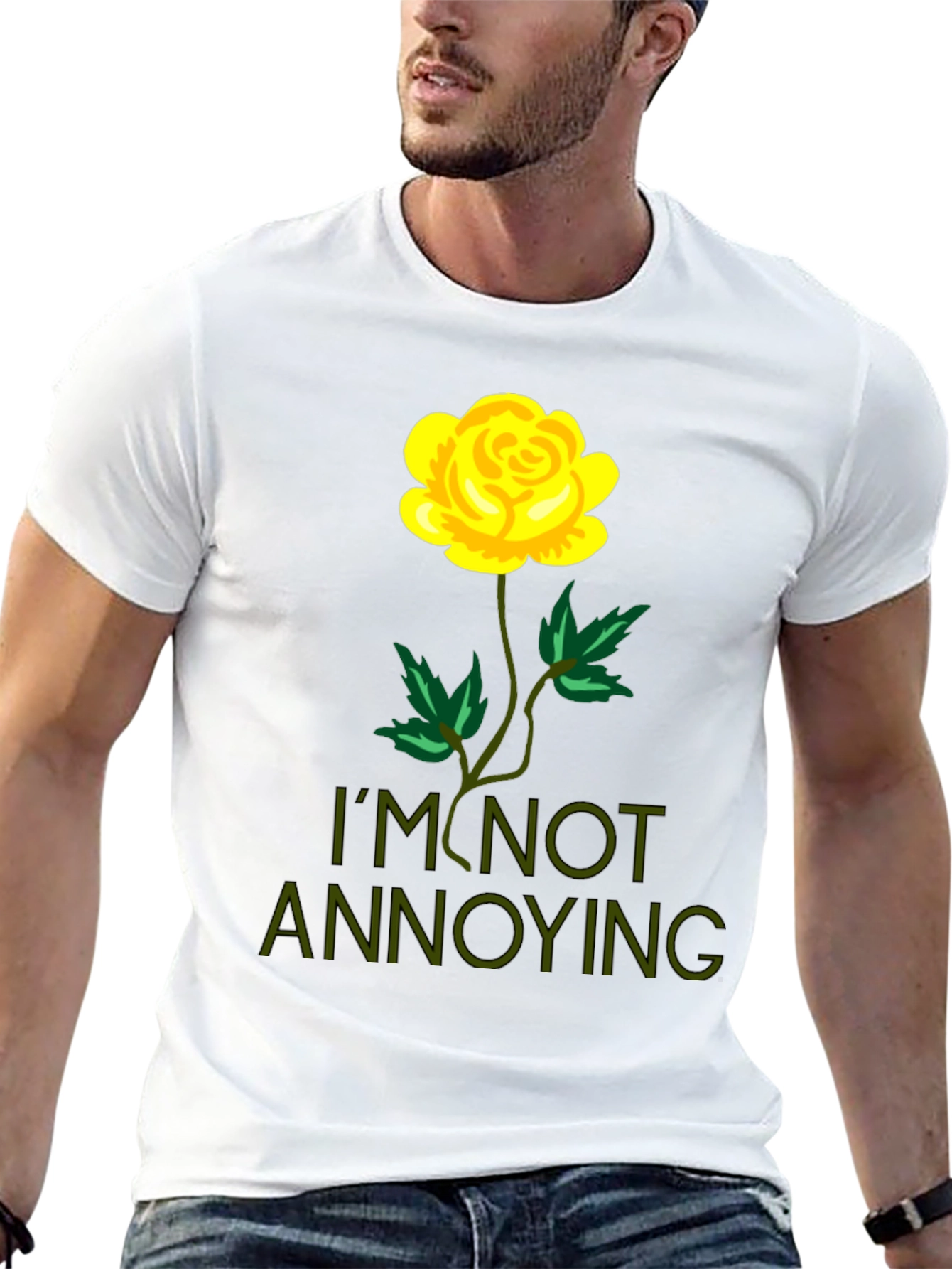 Black I'm Not Annoying Rose Graphic T-Shirt view 13