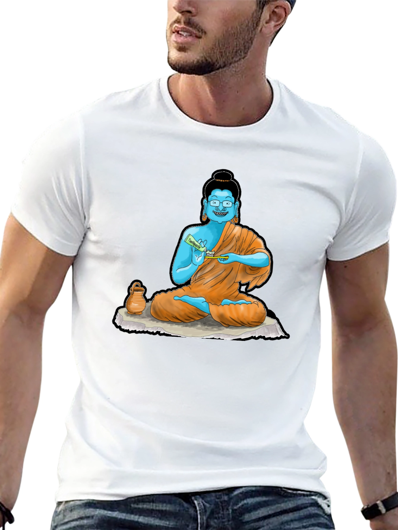 Black Buddha Toothpaste Graphic Tee - Unique Design view 13