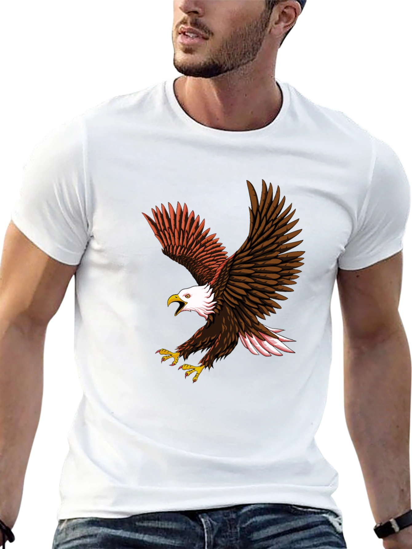 Black Eagle Graphic Print Crew Neck T-Shirt view 13