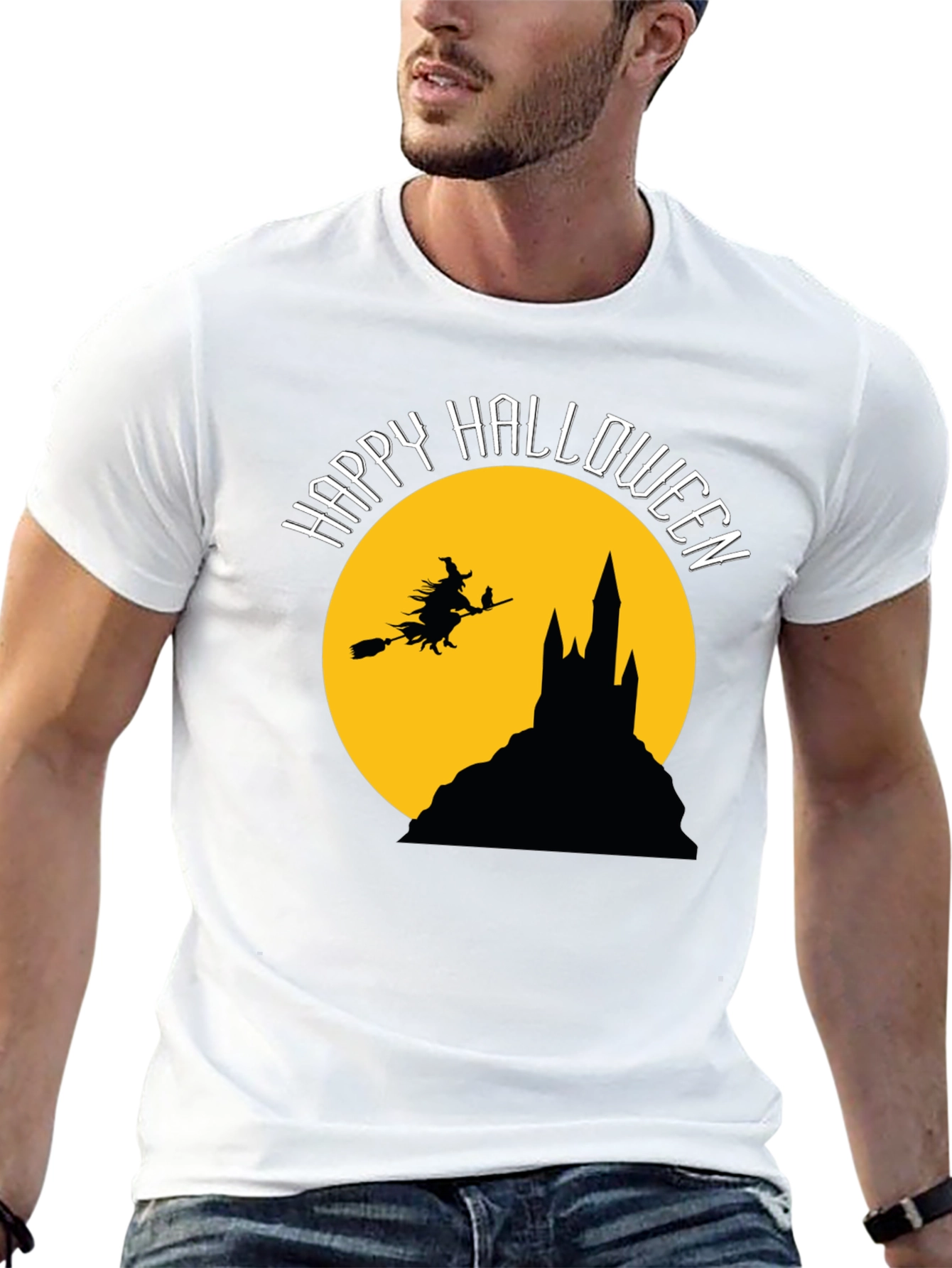 Black Happy Halloween Witch T-Shirt view 13