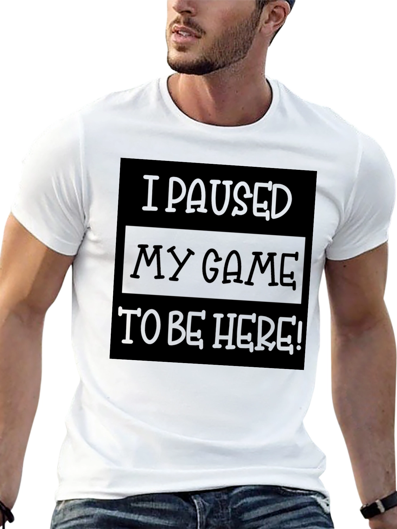 Black Funny Gamer T-Shirt - I Paused My Game to Be Here! view 13