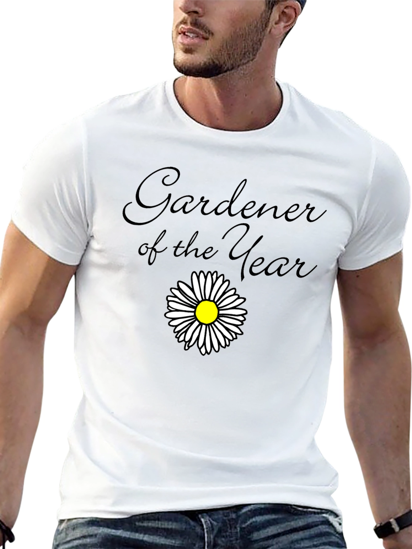 Black Gardener of the Year Black T-Shirt with Daisy view 13