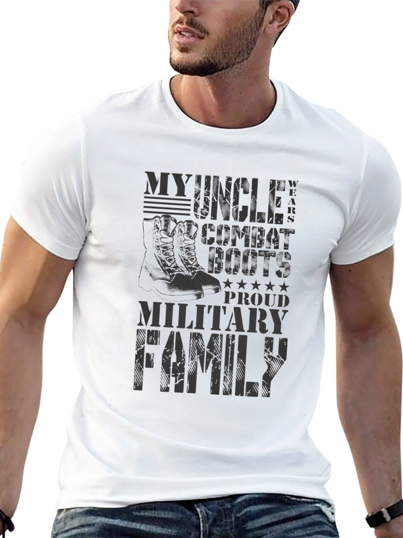 Black Military Family T-Shirt - Proud Combat Boots view 13