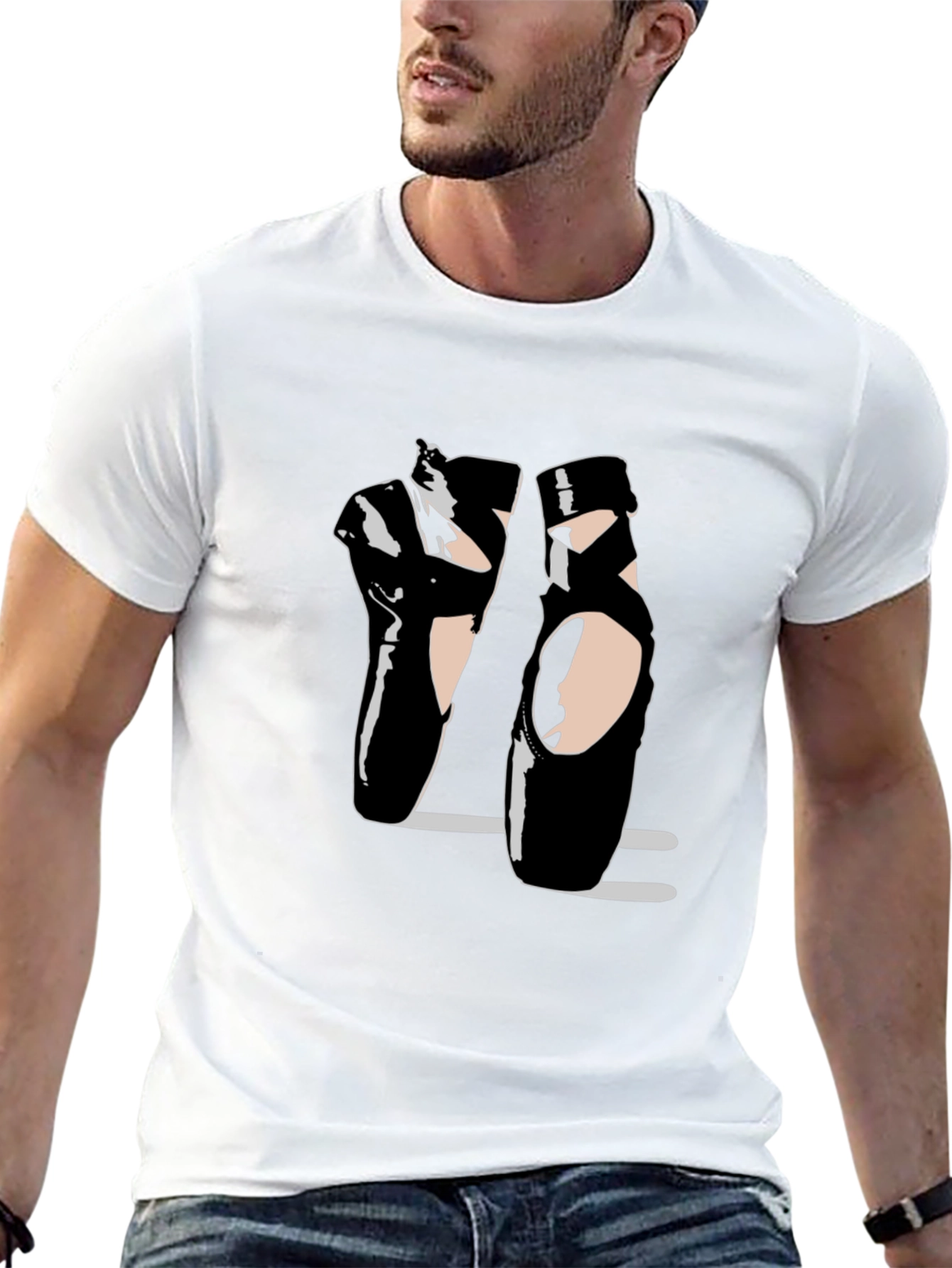 Black Ballet Pointe Shoes Black T-Shirt Dance Design view 13