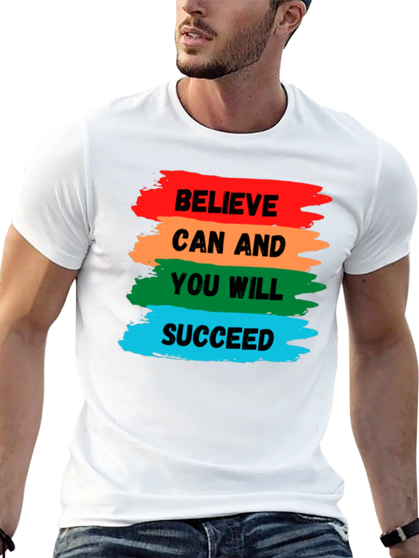 Black Believe Can Succeed Graphic Tee - Motivation Shirt view 13
