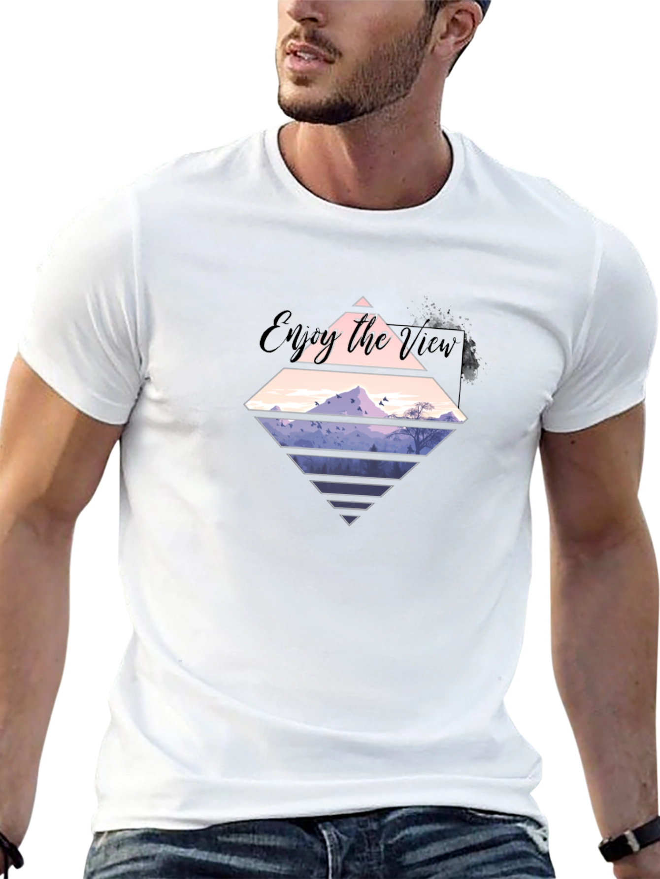 Black Enjoy the View Graphic Tee - Men's Black T-Shirt view 13
