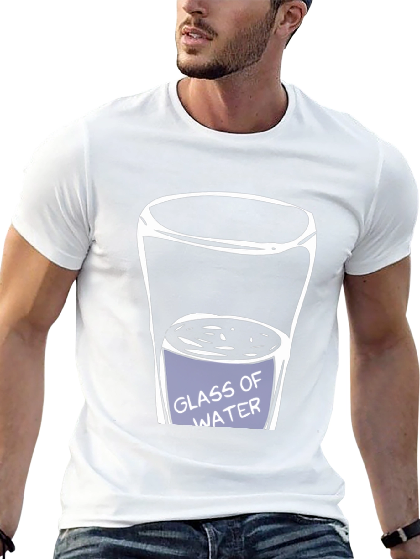 Black Glass of Water Graphic Tee - Unisex Black Cotton T-Shirt view 13