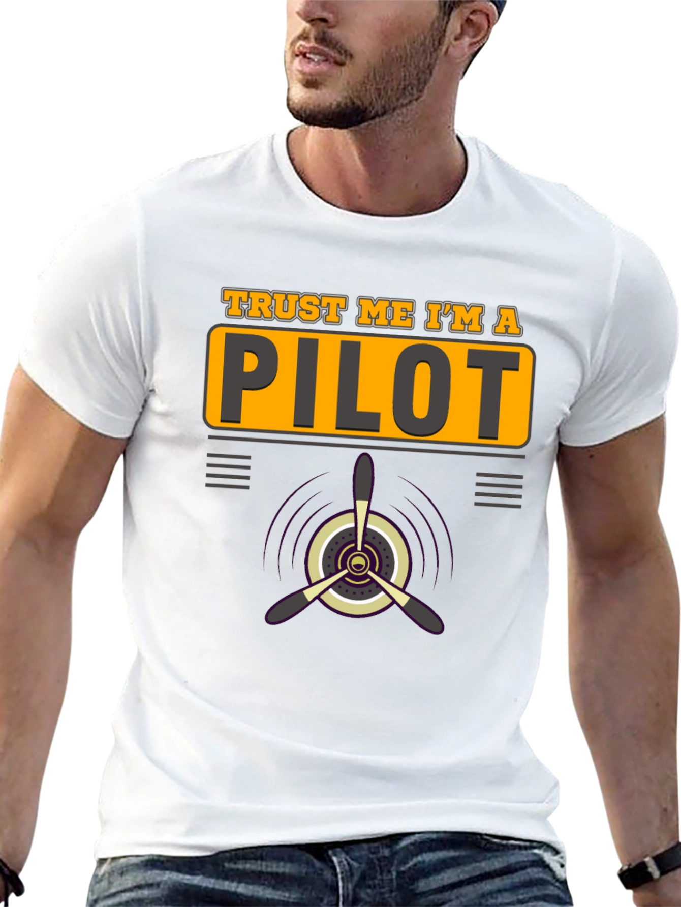 Black Trust Me I'm a Pilot Black T-Shirt Aviation Airplane Gift view 13