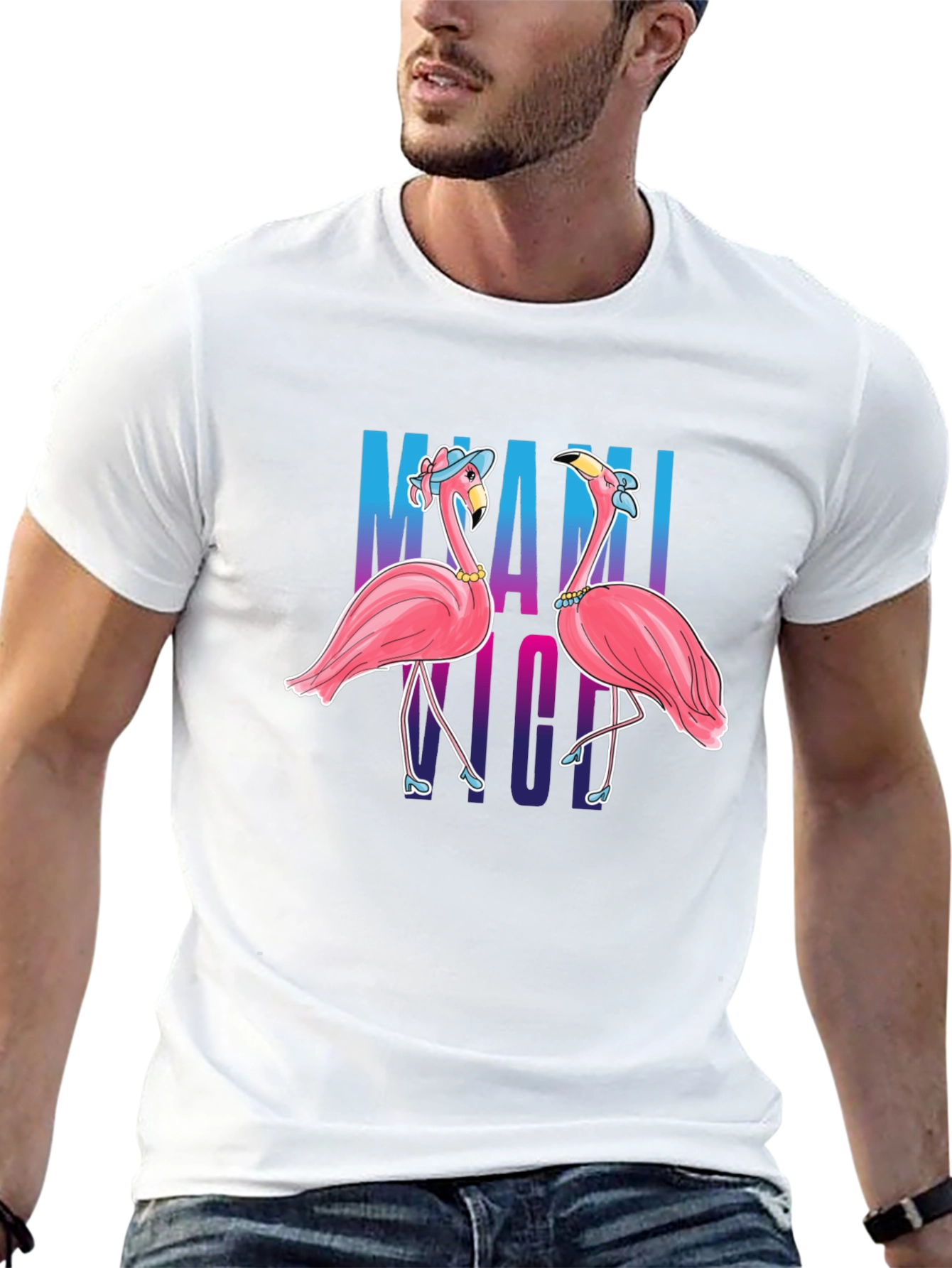 Black Miami Nights Flamingo T-Shirt view 13