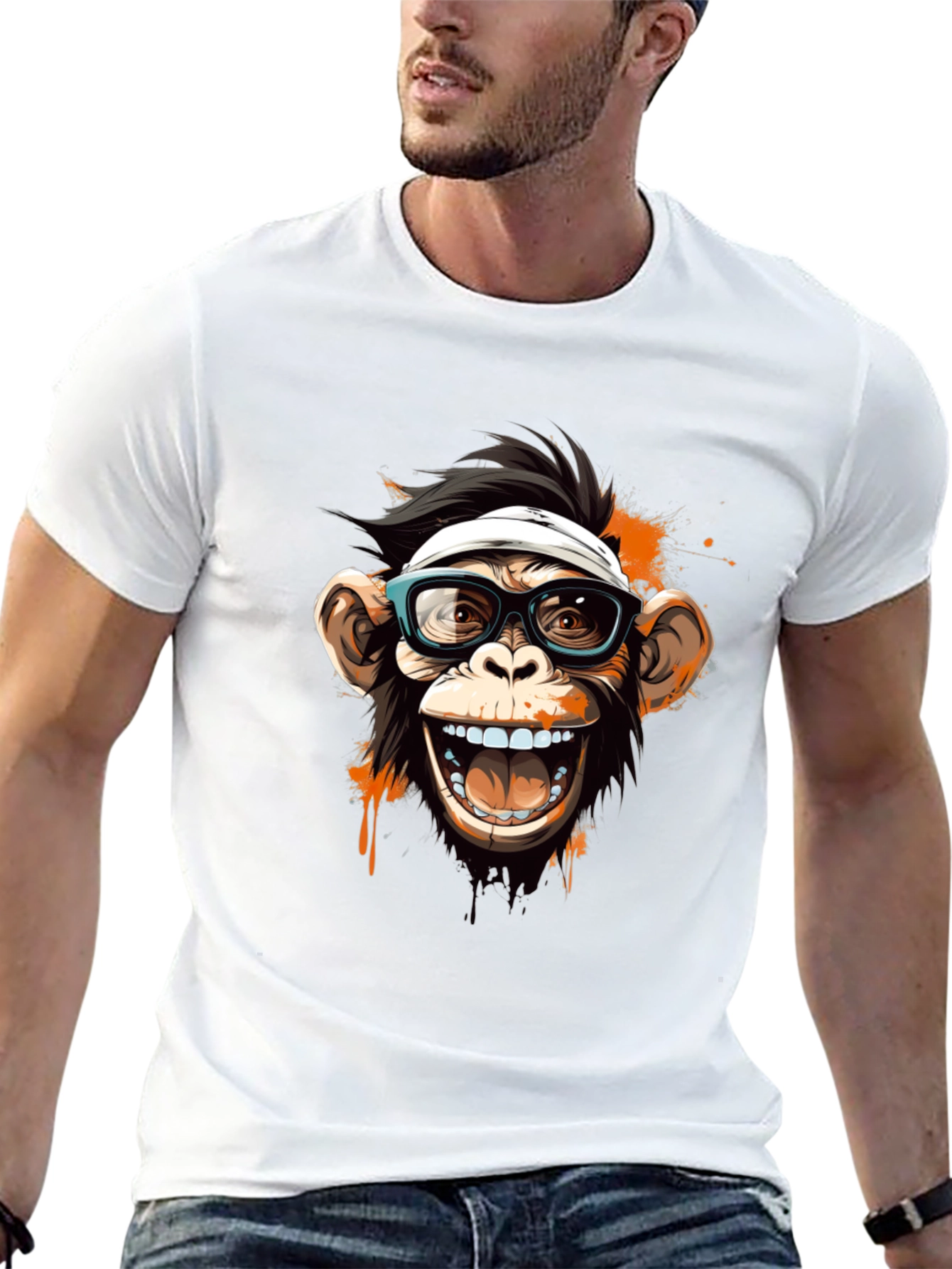 Black Funny Monkey Graphic Tee view 13
