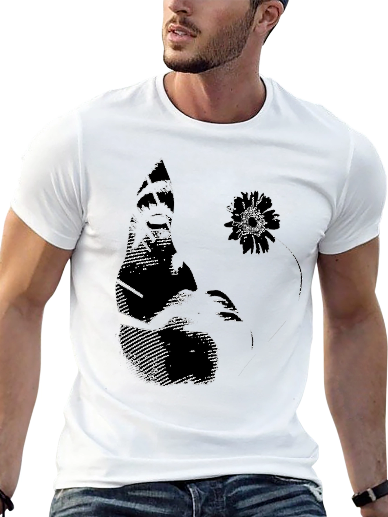 Black Abstract Graphic Print Black T-Shirt view 13