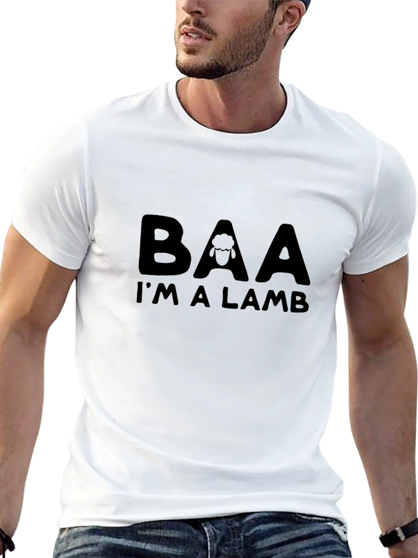 Black Baa I'm a Lamb Black T-Shirt Funny Graphic Tee view 13